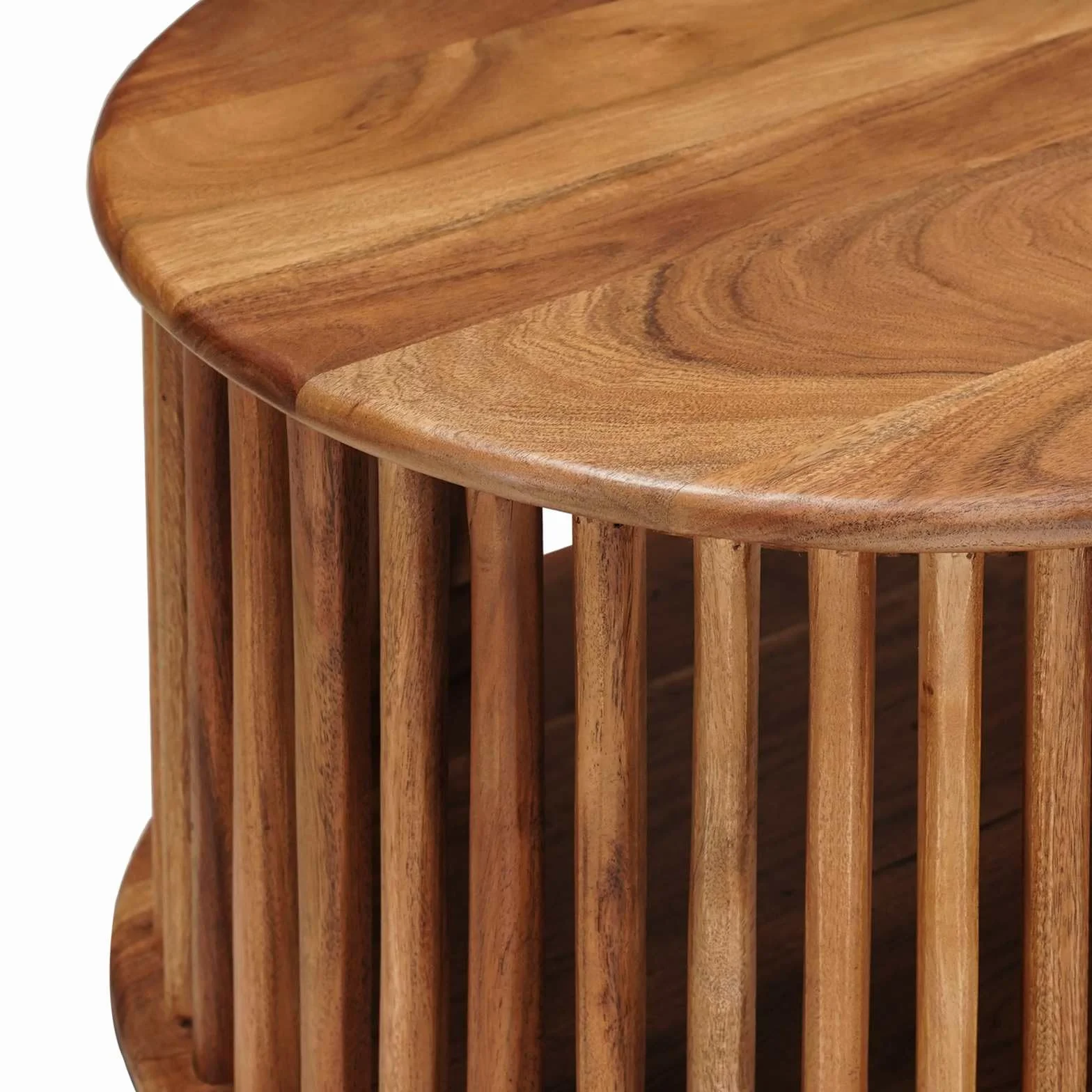 Hothingwell Ręcznie robiony stolik kawowy z litego drewna akacjowego 85 x 50 x 40 cm | Konstrukcja listew poziomych, inżynieria drewna, prosty montaż, pojedynczy element