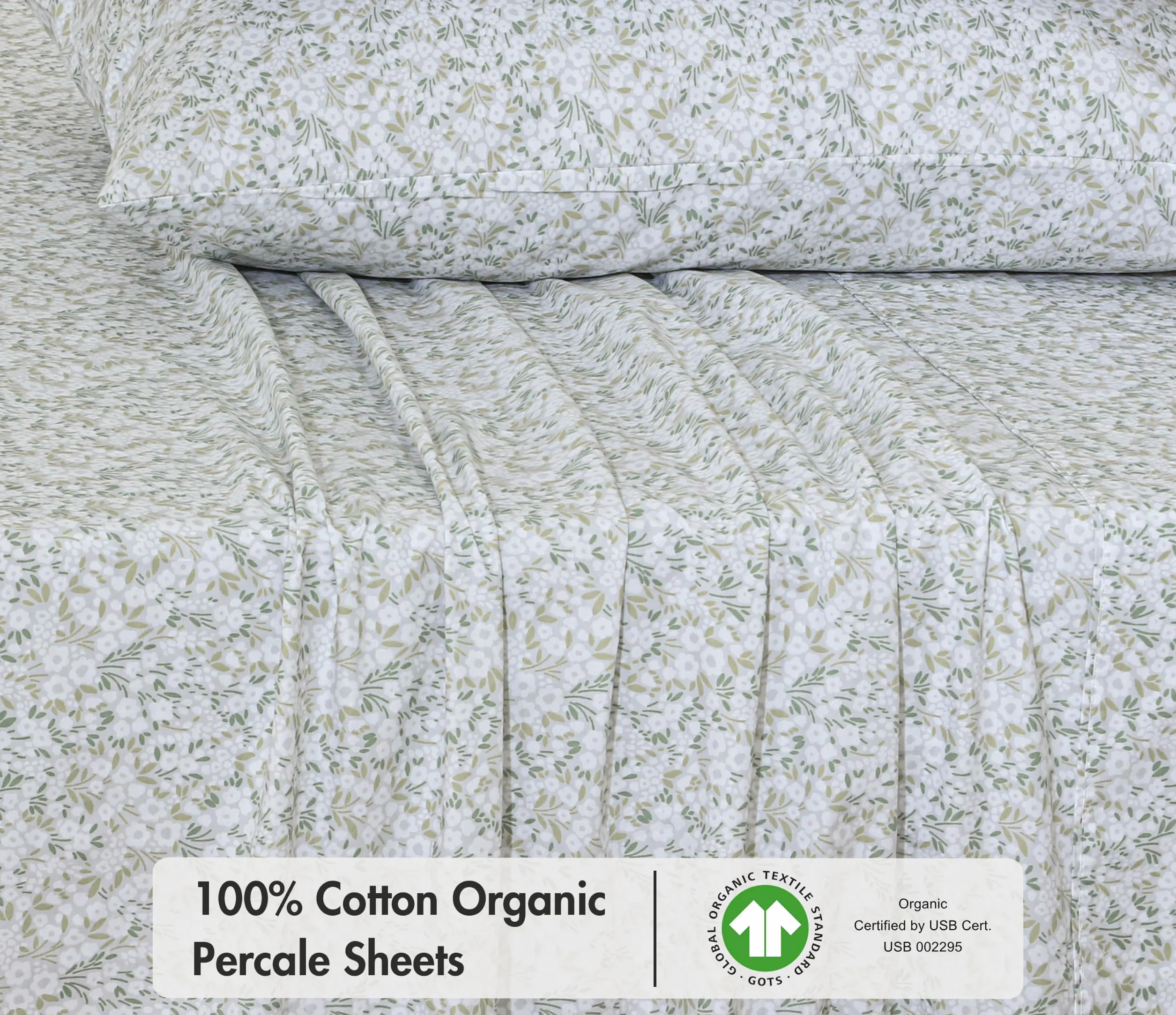 RUVANTI Prześcieradła ze 100% bawełny organicznej Twin XL, perkalowy splot, certyfikat GOTS, 3-częściowy zestaw, głęboka kieszeń 38 cm, wyraźna i oddychająca, miękka, trwała pościel, Sábanas Algodón