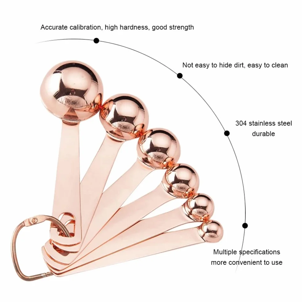 YXSH 6 szt. gadżety kuchenne łyżka miarka ze stali nierdzewnej różowe złoto pieczenie miarka miarka miarka miarka miarka