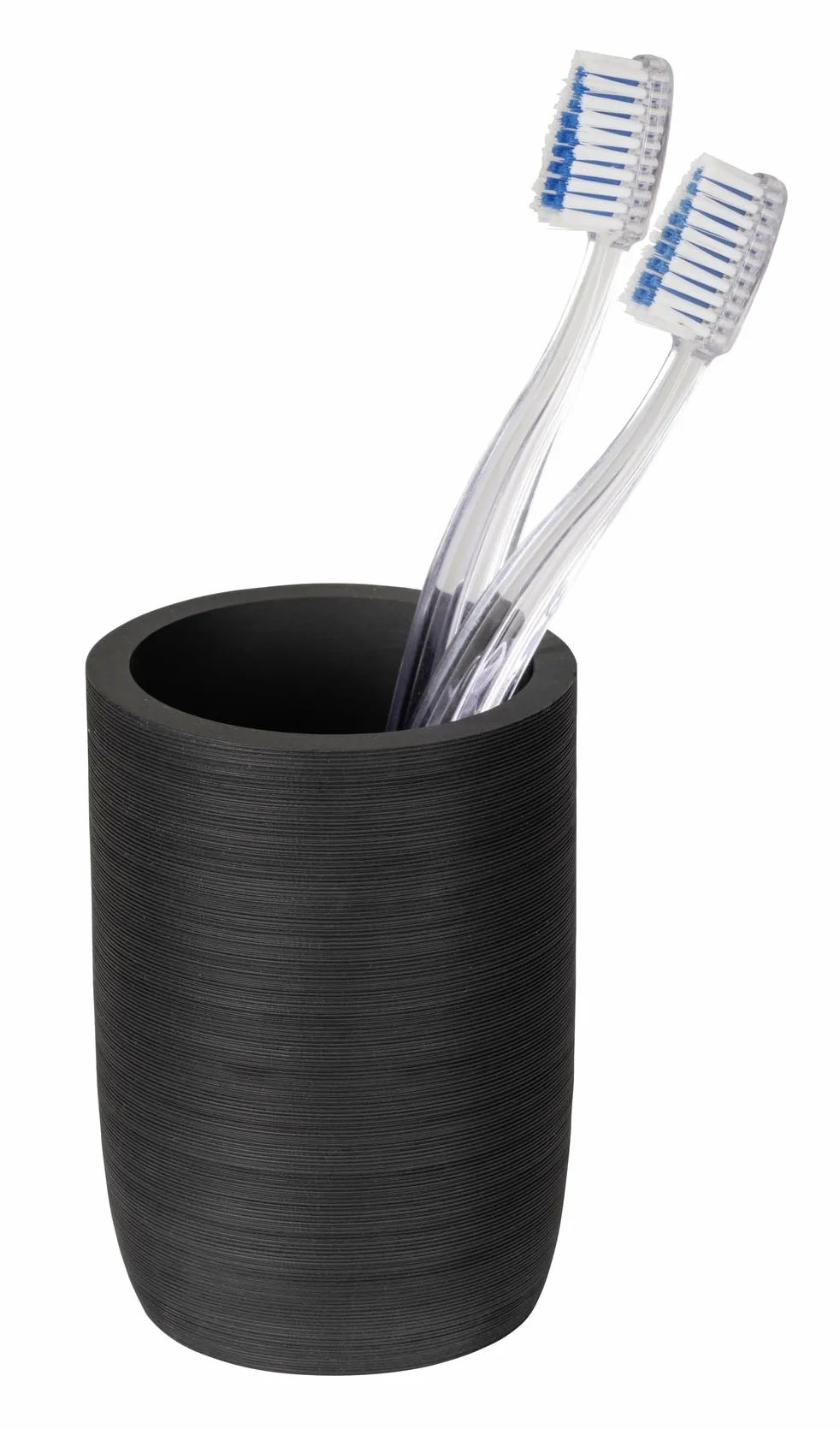WENKO Altavalle elegancki uchwyt na szczoteczki do zębów z żywicy poliestrowej, wolnostojący, Ø 8 cm, wysokość 10,5 cm, czarny