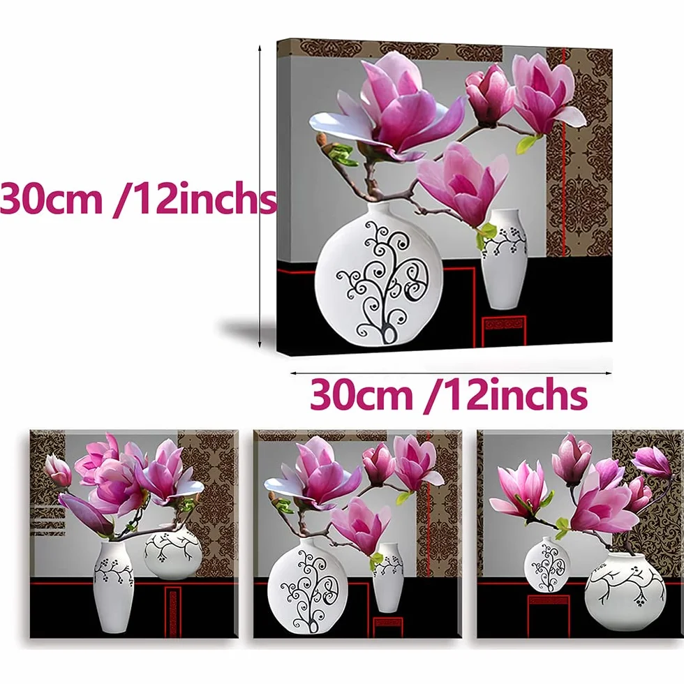 Piy Painting Eleganckie obrazy ścienne, 3 panele, elegancki obraz na płótnie z orchideą – pełne kwitnienie kwiatów, wydruki na płótnie z ramą, gotowe do powieszenia, sztuka dekoracyjna do sypialni