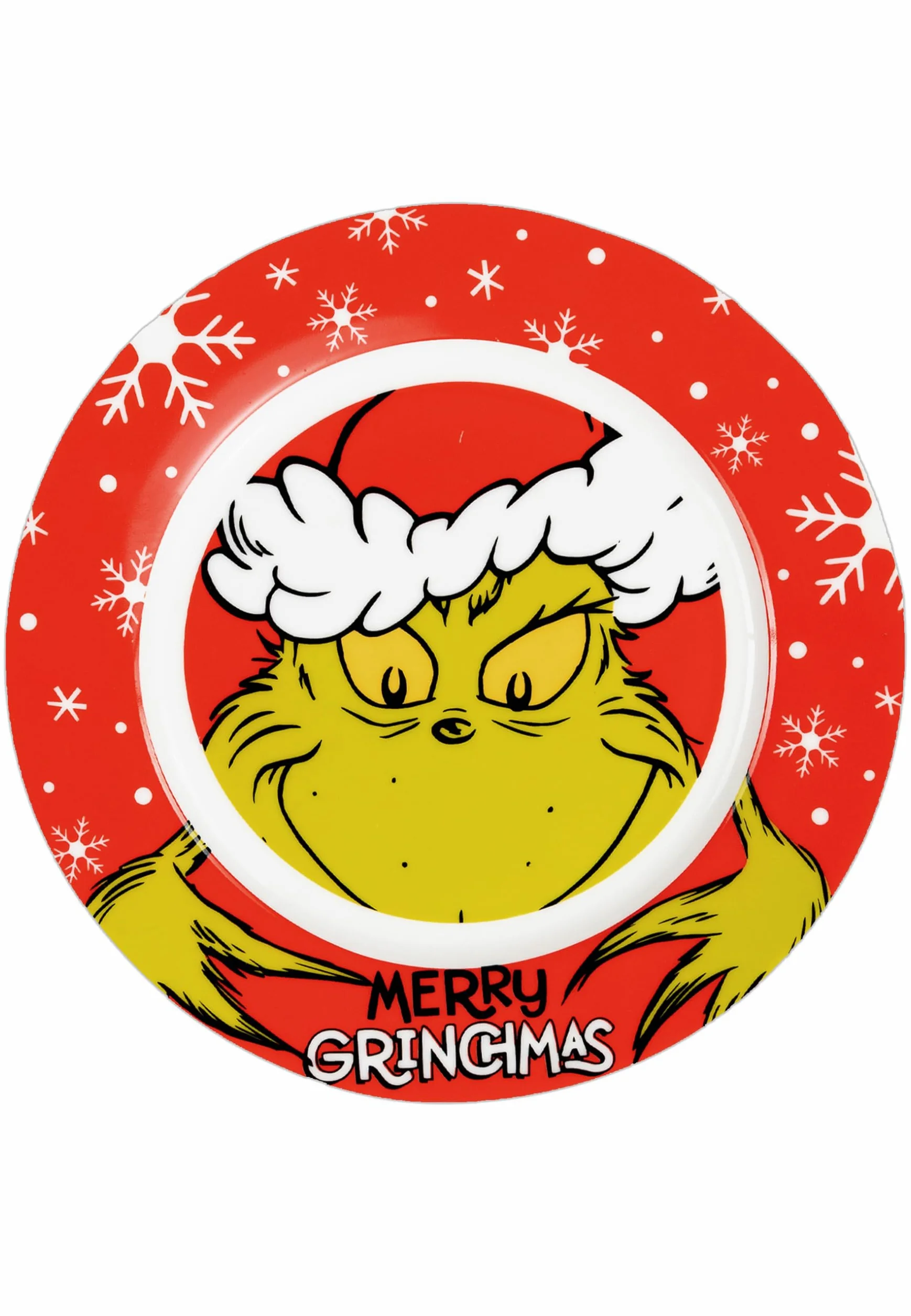 United Labels Grinch Merry Grinchmas 3-częściowy zestaw śniadaniowy, czerwony, porcelanowy zestaw naczyń z talerzem Ø 19 cm, filiżanka 220 ml i miska 330 ml