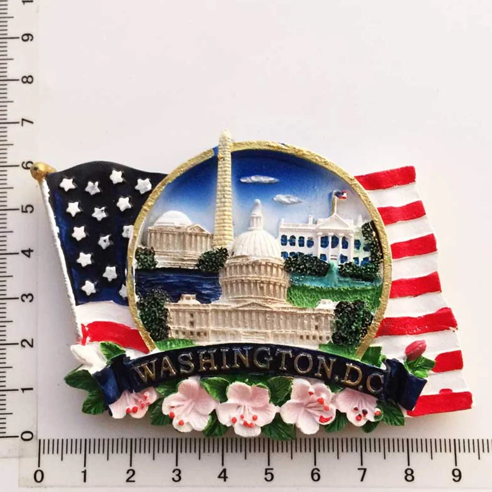 Stolica Stanów Zjednoczonych Waszyngton pomnik Waszyngton D.C. Ameryka USA magnes na lodówkę 3D żywica ręcznie robiona rękodzieło turystyczne podróż miasto pamiątka kolekcja list naklejka na lodówkę