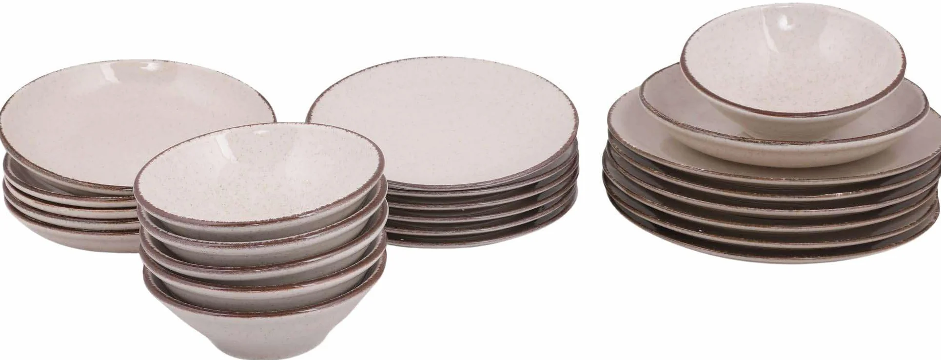 Zestaw obiadowy z cynamonu, 24 sztuki, 100% porcelana, w zestawie talerze serwisowe, miski i talerze deserowe, bezpieczne mycie w zmywarce i mikrofali, eleganckie i trwałe wzornictwo