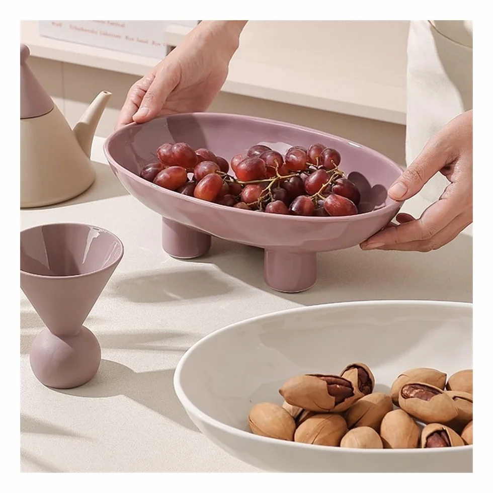 Koszyk na owoce, Półmisek na owoce w stylu francuskim Wysokiej jakości ceramiczny talerz idealny na stolik do herbaty Wykwintna ekspozycja przekąsek i owoców w salonie z końcówką Sense