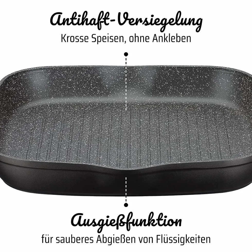 Gsw Gourmet Granit Zestaw Patelni, Aluminium, Czarny, 33x21 cm