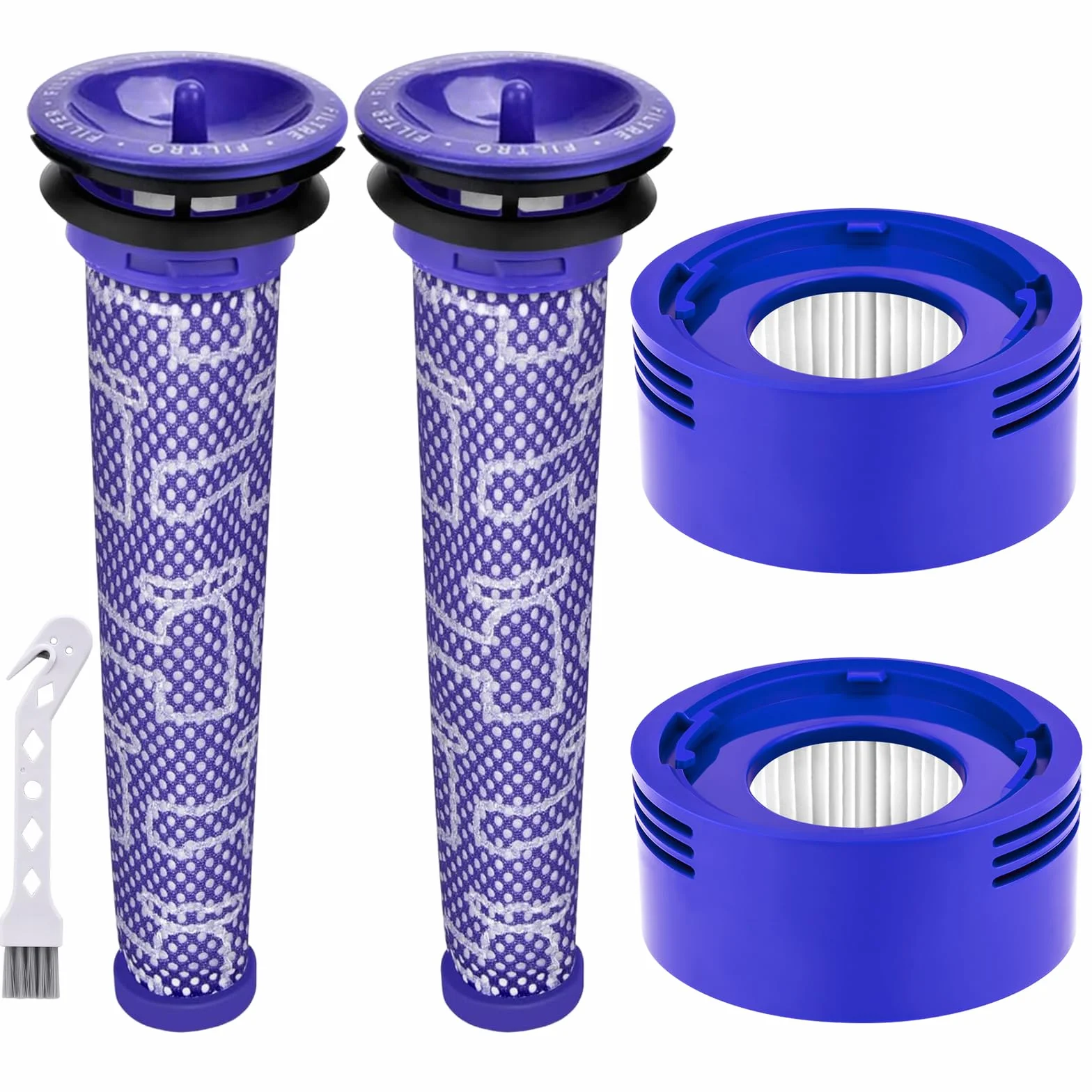 Zamiennik filtra V8 do Dyson V8 Animal V8 Absolute V8 Motorhead Origin SV10 V7 Animal V7 Fluffy Cordless Stick Vacuum, 2 filtry końcowe HEPA + 2 filtry wstępne, część # 965661-01 i 967478-01