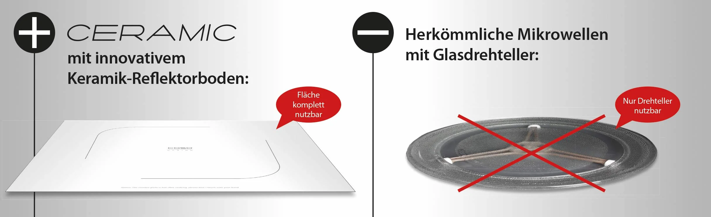 CASO MG20 Ceramic menu kuchenka mikrofalowa 2 w 1 z grillem, ceramiczny spód i ruszt do grillowania na 2 poziomach, 900 W, 1000 W, 20 l, stal nierdzewna, lustrzane