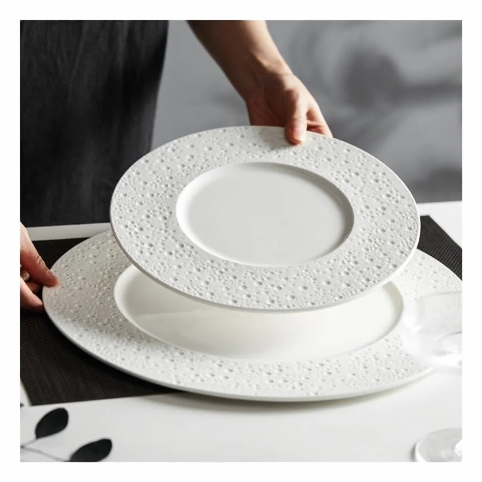 Biały Ceramiczny Talerz Do Steków – 12,5-Calowy Płaski Talerz Jadalny W Stylu Zachodnim Do Makaronów, Steków I Innych Dań – Elegancka Zastawa Stołowa Do Restaur