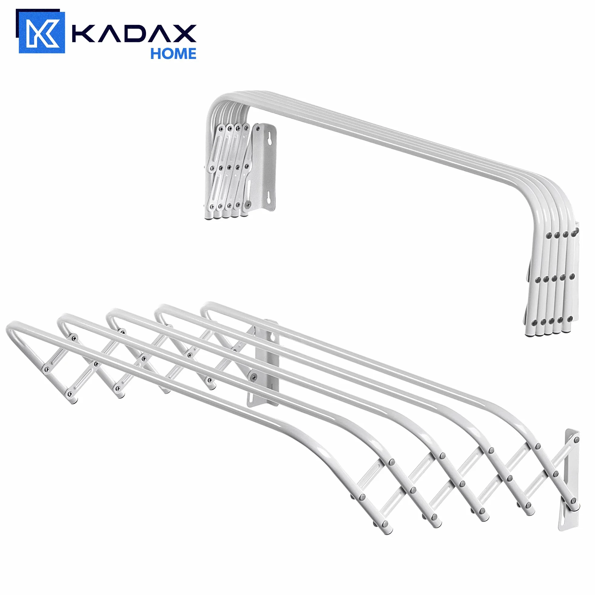KADAX Składana suszarka na pranie do pralni, zajmuje mało miejsca z metalu, wysuwana ścianka akordeonowa, wieszak na ubrania do użytku wewnątrz (60 cm)