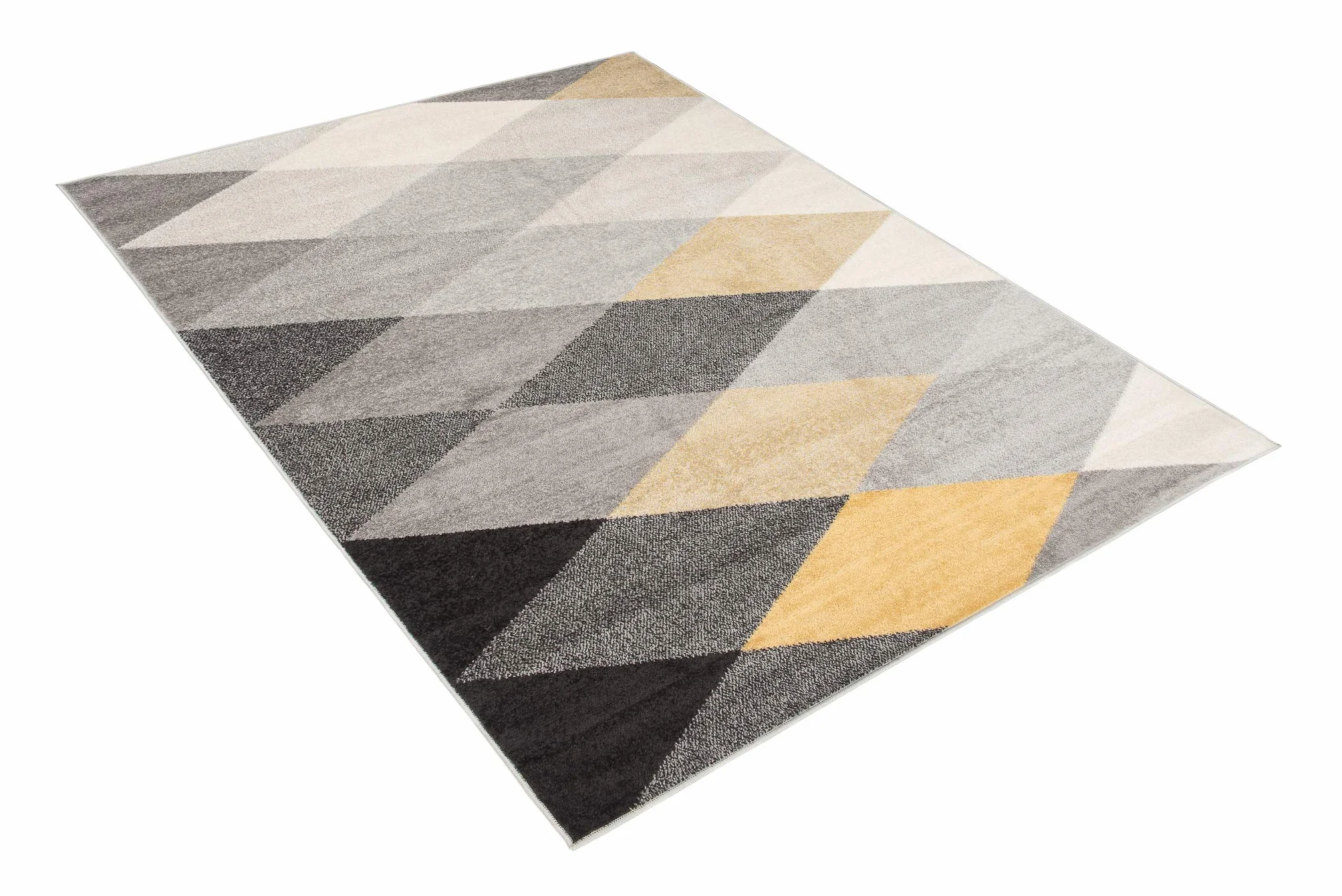 Tapiso LAZUR dywan do salonu, krótkie runo, nowoczesne figurki geometryczne, szary, ciemnoszary, czarny, kremowy, żółty, do sypialni, Ökotex 240 x 330 cm