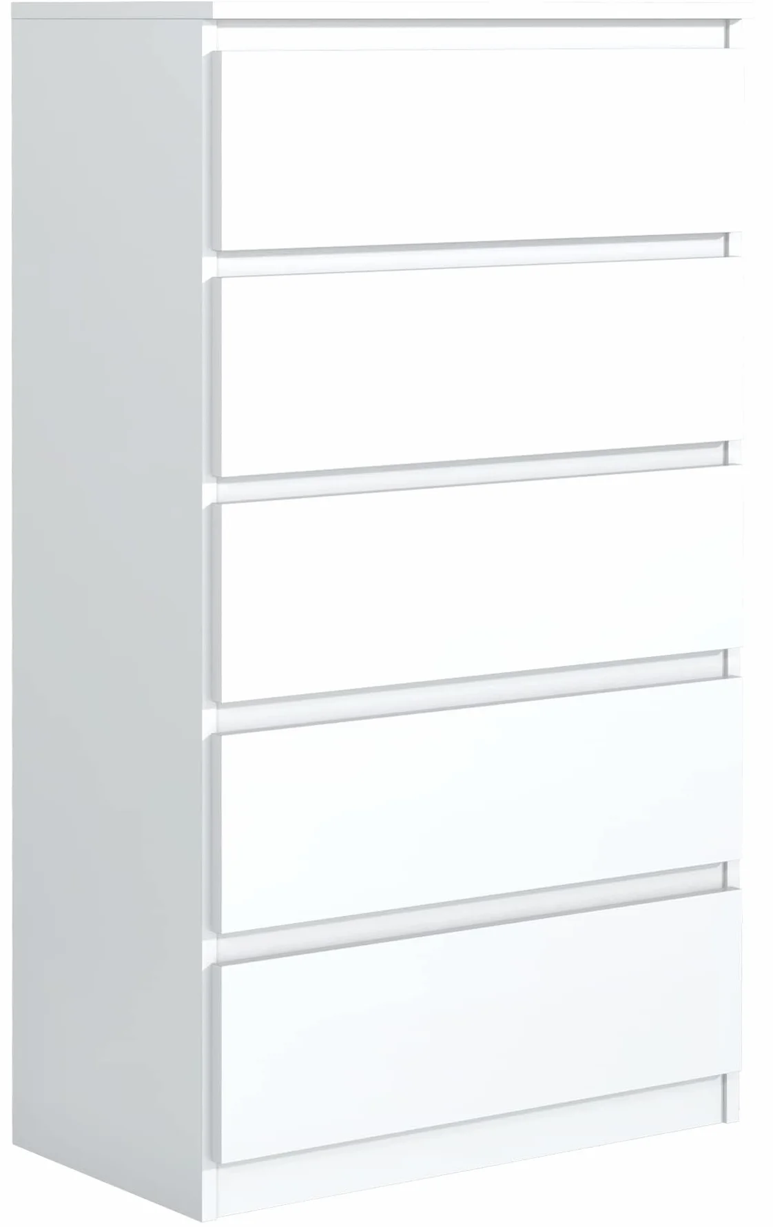 meble masztalerz Komoda Biała 70 cm Matowa z 5 szufladami - 70x124,5x39 cm - Komoda do salonu, sypialni - Szafka z szufladami - Komoda z szufladami