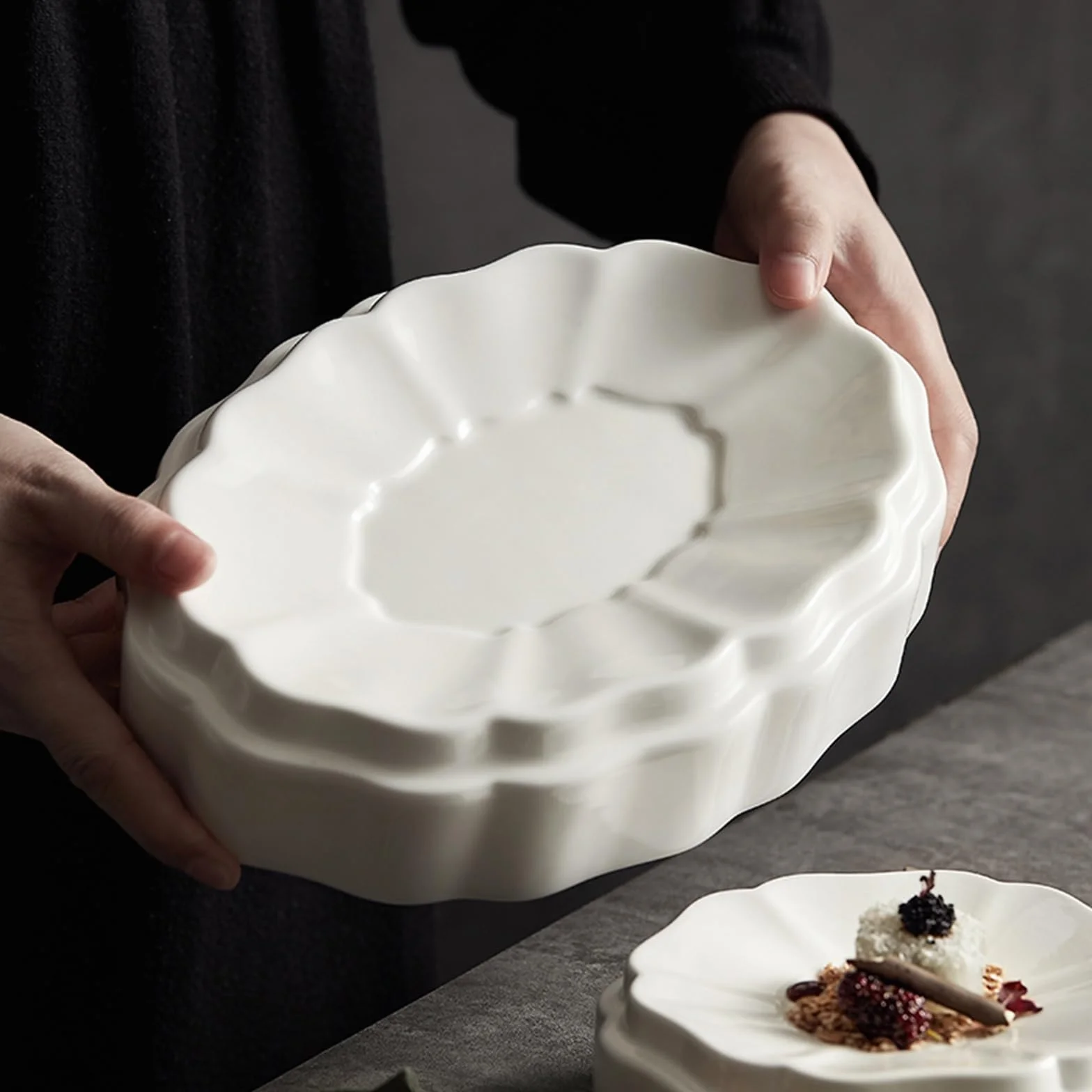 Talerz obiadowy bardzo wysoki design specjalny talerz do naczyń hotel nieregularna zastawa stołowa restauracja klub ekskluzywna przekąska talerz deserowy talerze obiadowe (29 cm)