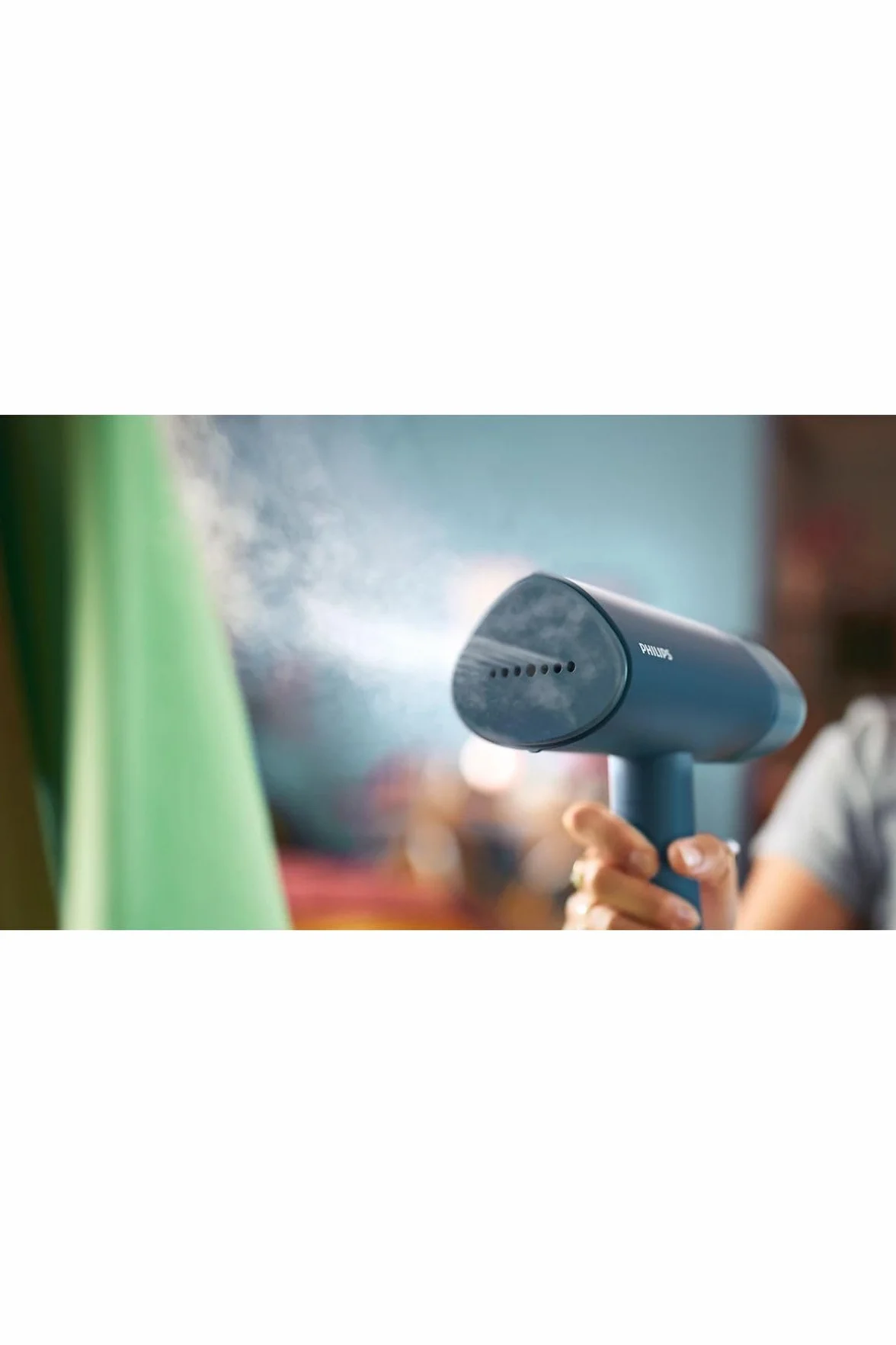 Philips Parownica Ręczna Serii 3000 - Moc 1000 W, 20 g/min Ciągłej Pary, Odłączany Zbiornik na Wodę o pojemności 100 ml, Plastikowa Płytka, Niebieski (STH3000/20)