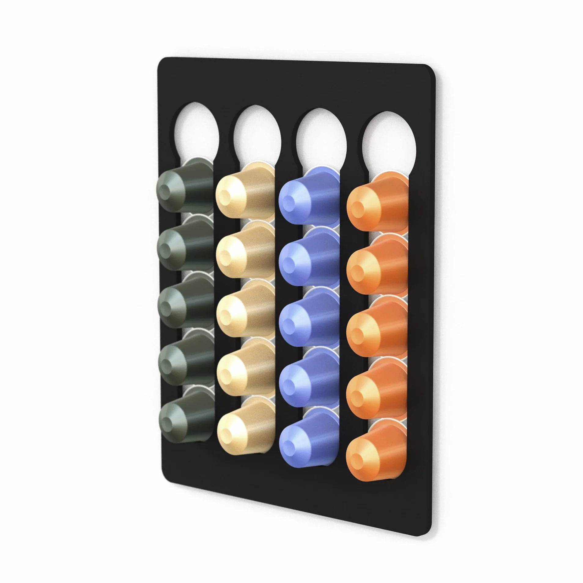 NewGround Designs uchwyt na kapsułki do Nespresso (20 sztuk) - dozownik kapsułek, stojak na kapsułki, uchwyt, uchwyt ścienny bez wiercenia