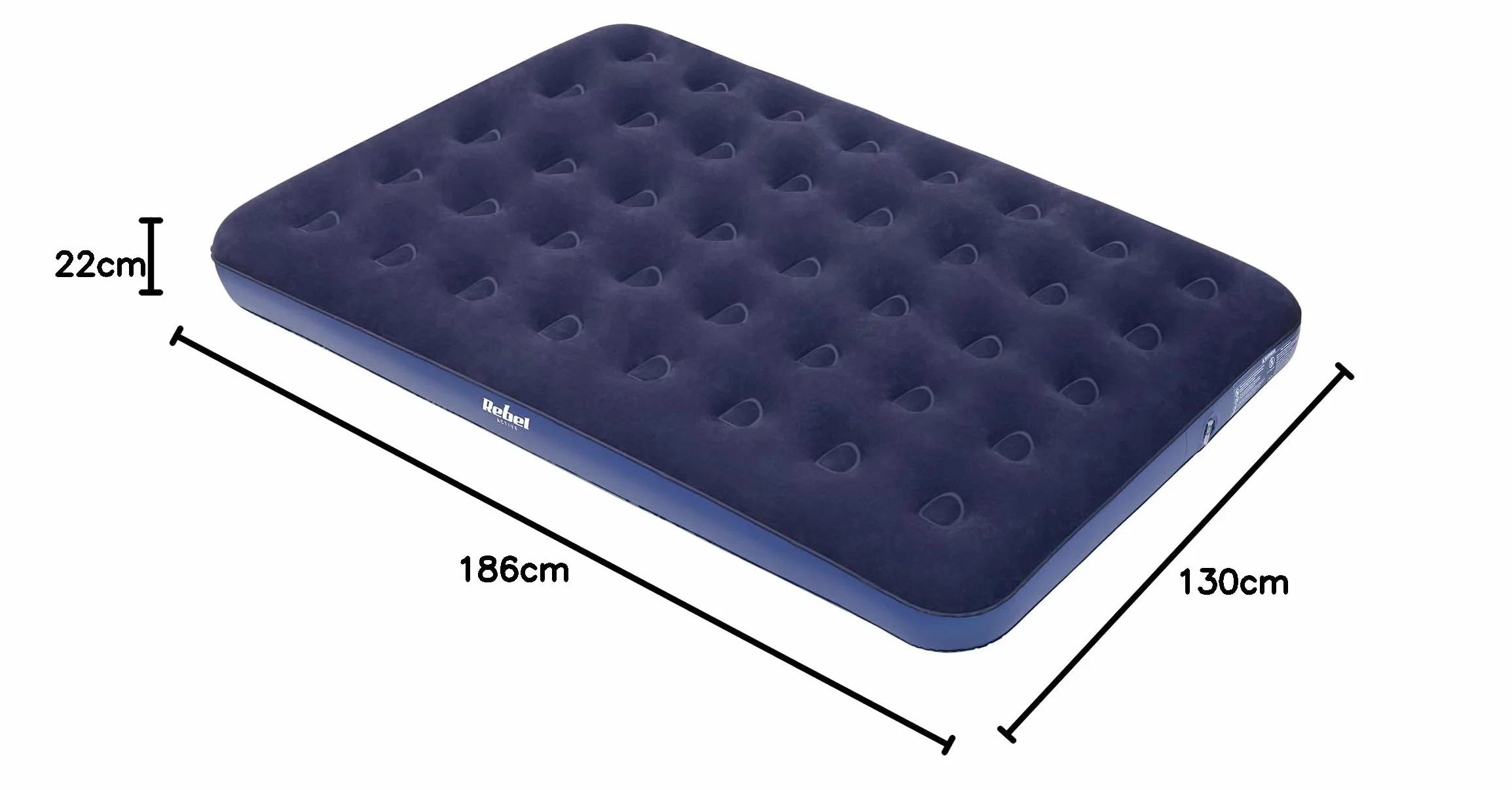 Rebel Electro Materac Dmuchany Dwuosobowy do Spania 191x137x22 cm RBA-5001-L