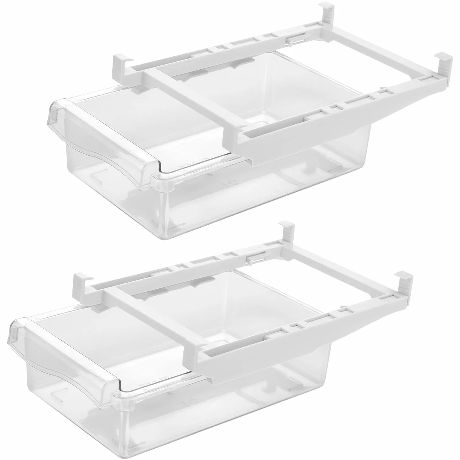 SINJEUN Organizator do lodówki, 2 sztuki, 30,5 x 19,8 x 9,5 cm, do zawieszenia, z tworzywa sztucznego, przezroczyste pudełko