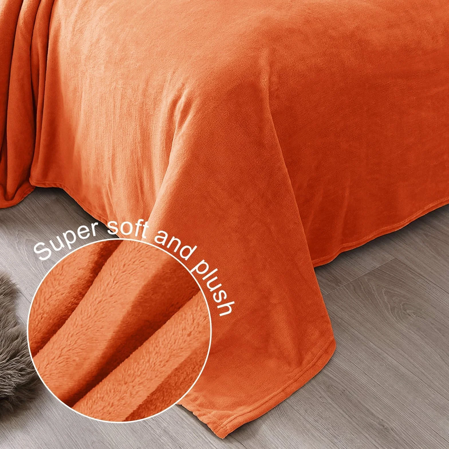 Exclusivo Mezcla Przytulny koc polarowy, narzuta na łóżko, super miękki i ciepły koc na sofę, koc na porę roku, pluszowy i lekki, 230 x 270 cm, pomarańczowy