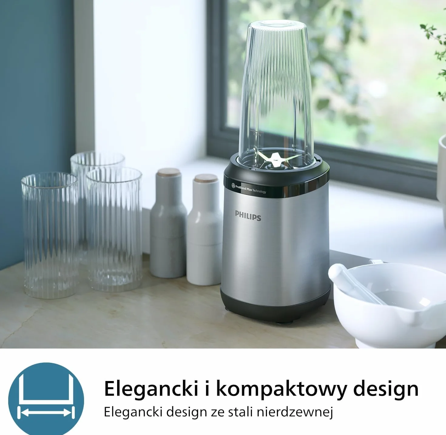 Philips Blender Serii 5000 800W ProBlend Plus Odłączane Ostrza Czarny Stal Nierdzewna HR2764/00