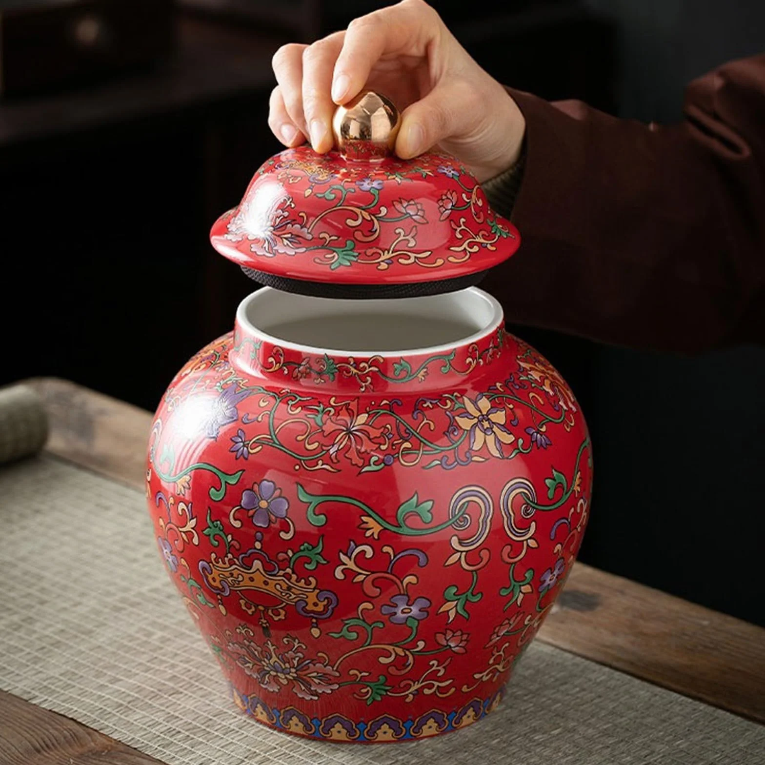 Praktyczny Luksusowy klasyczny emaliowany ceramiczny pojemnik na herbatę | Czarna herbata Zielona herbata Uszczelniający słoik Słoik do przechowywania w gospodarstwie domowym(Yellow)