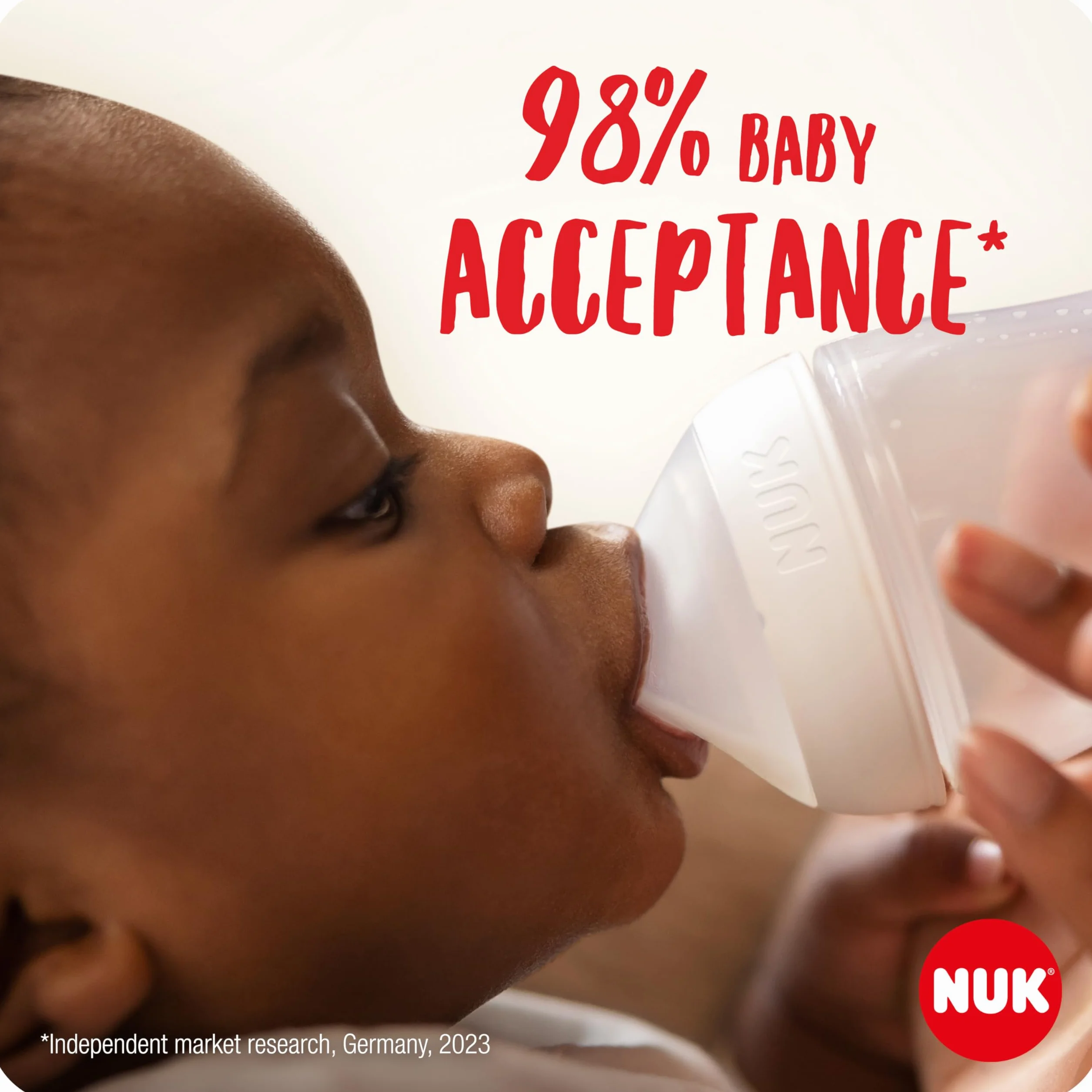 NUK Perfect Match zestaw szklanych butelek dla niemowląt, od 3 miesięcy, dostosowuje się do dziecka, kontrola temperatury, antykoliczne, 120 ml i 230 ml, nie zawiera BPA, silikonowy smoczek do picia,