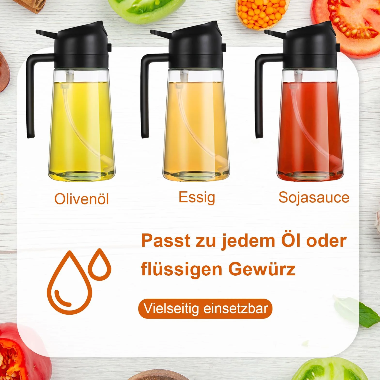 Opryskiwacz do oleju 2 w 1, spray do frytkownicy na gorące powietrze 470 ml, spray olejowy do frytkownicy powietrznej, dozownik oleju do butelek kuchennych do kuchni