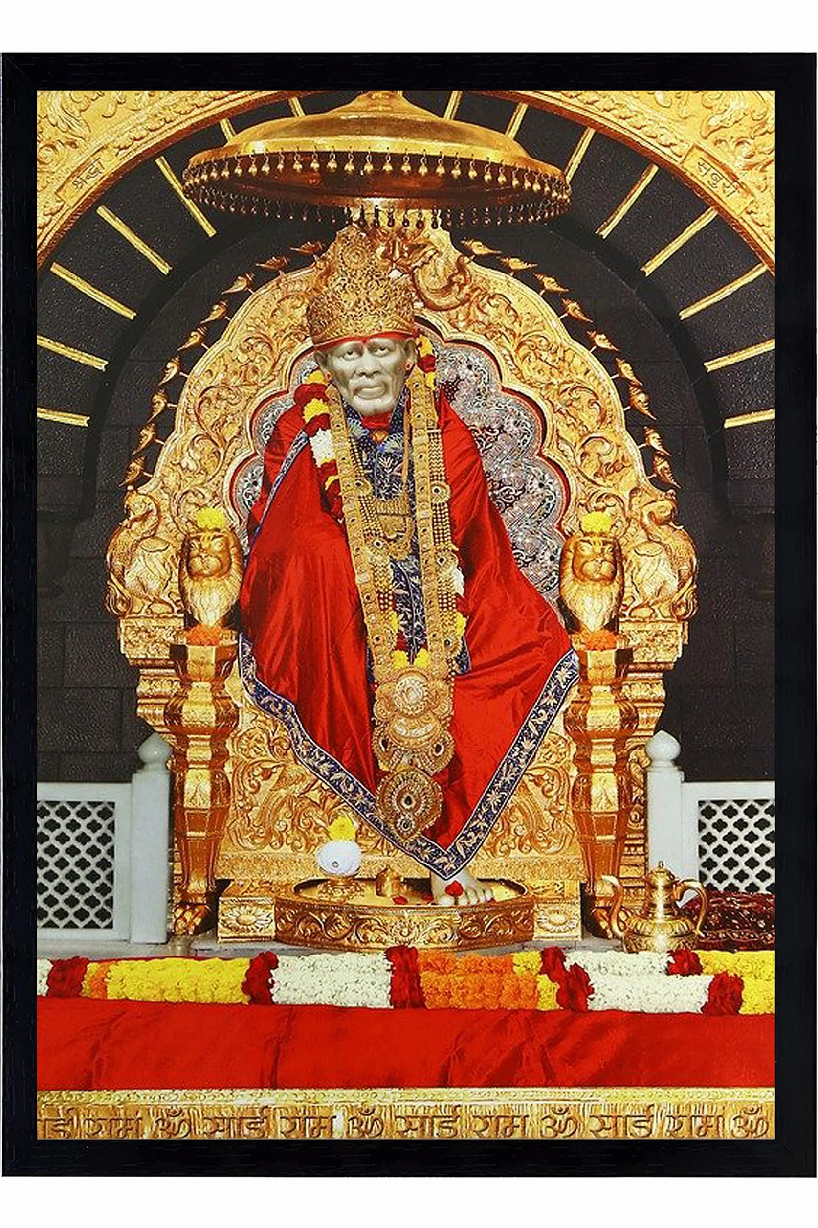 Shirdi Sai Baba duża ramka na zdjęcia rozmiar duża na ścianę (45 x 66 cm, szkło akrylowe), czarna