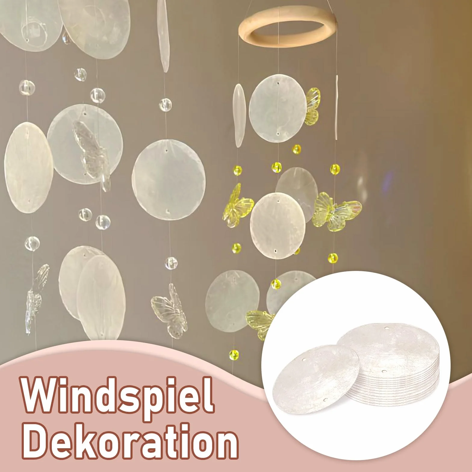 100 sztuk muszelek z masy perłowej, okrągłe krążki z masy perłowej z dwoma otworami, zawieszki w stylu retro, girlanda z muszli, do majsterkowania, dekoracji domu, muszli morskich (białe)