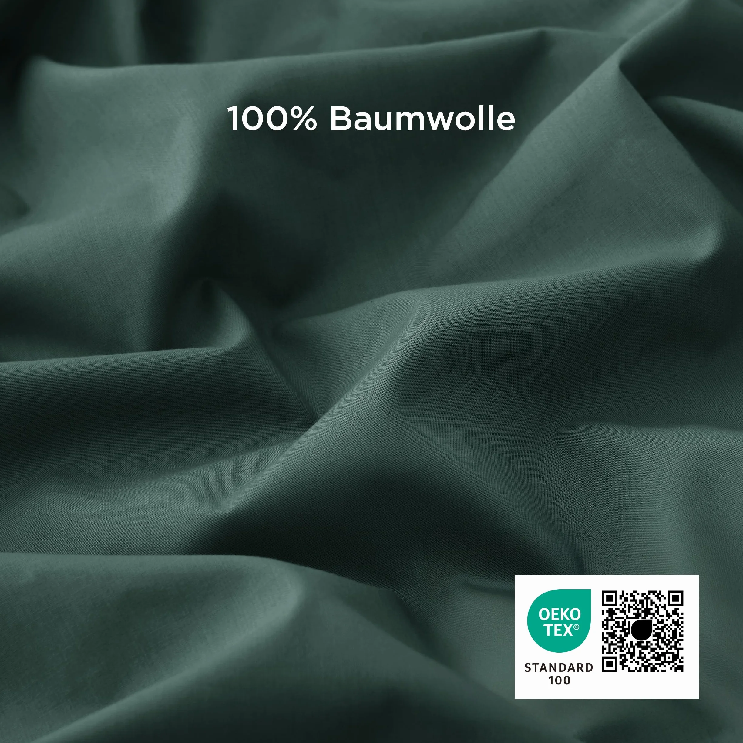 BEDSURE - 3-częściowy zestaw poszewek na kołdrę, bawełna, ciemnozielony, 200 x 200 cm, 2 poszewki na poduszki 80 x 80 cm, z certyfikatem ÖkoTEX i zamkiem błyskawicznym