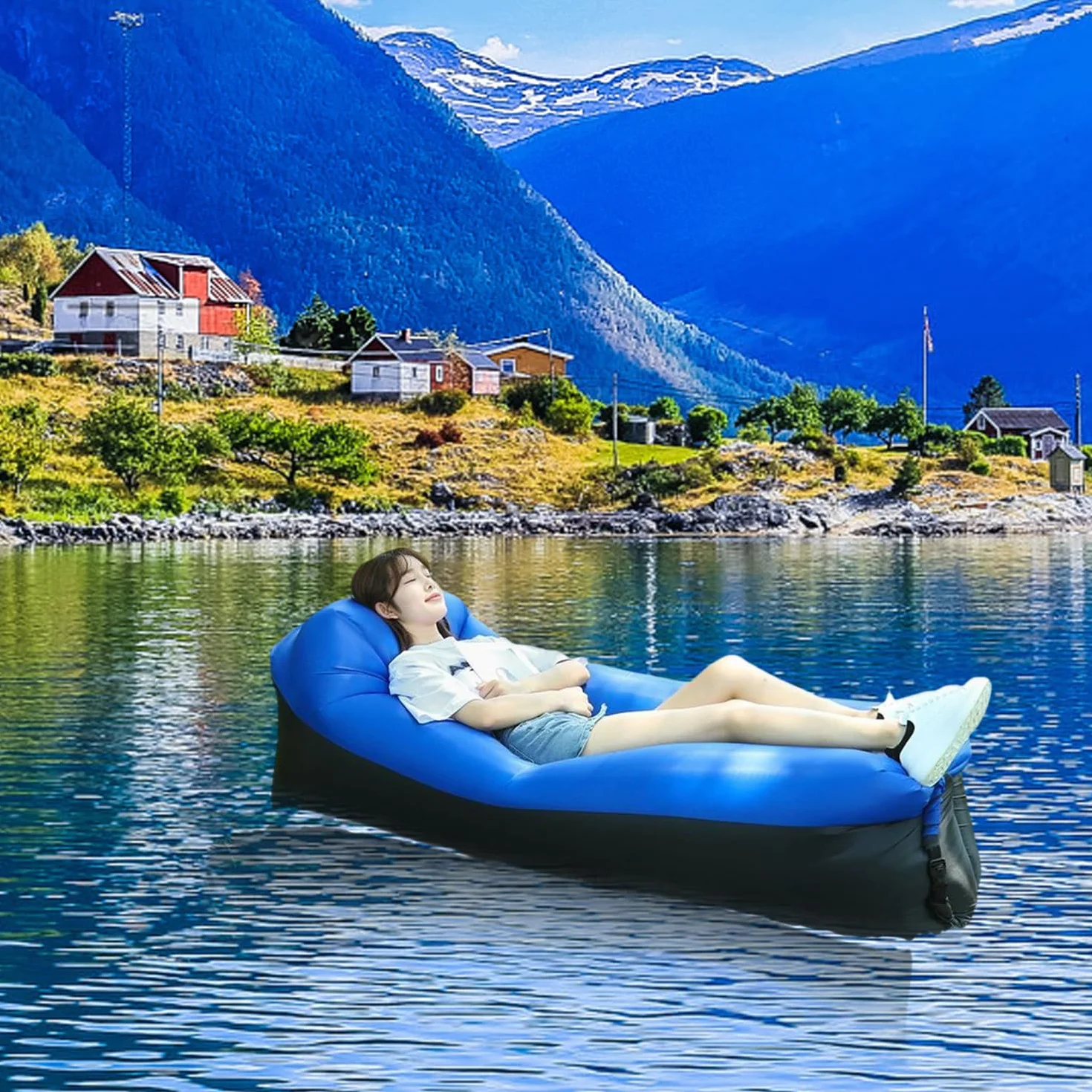 Nadmuchiwana sofa – sofa dmuchana na kemping i do aktywności na świeżym powietrzu – nadmuchiwana sofa do ogrodu – nadmuchiwana leżanka / kanapa dla komfortu na świeżym powietrzu – worek do