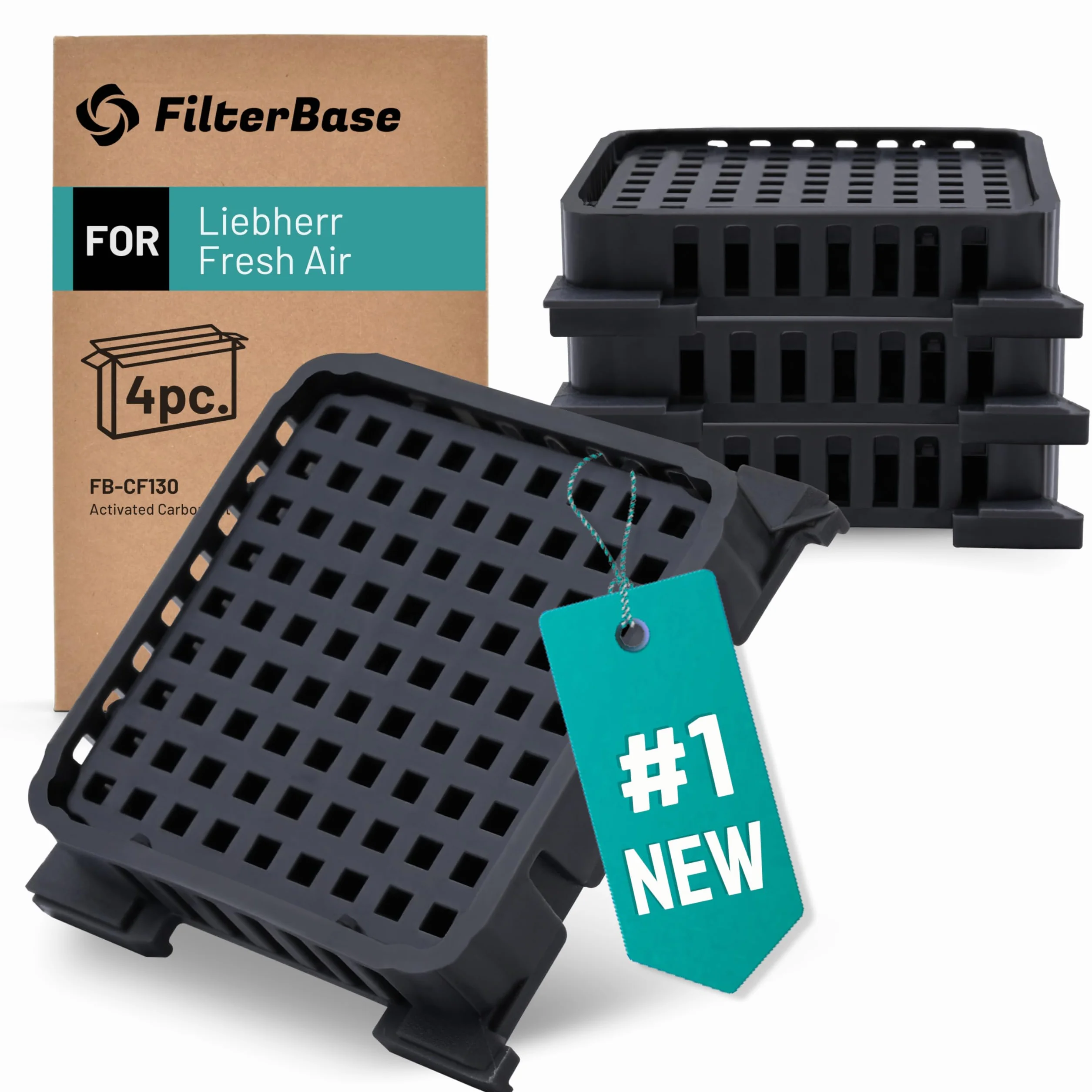 FilterBase® Fresh Air filtr do lodówki Liebherr, 4 sztuki, filtr z węglem aktywnym, kompatybilny z 9096989 9882460 988246000 i 7440021-00