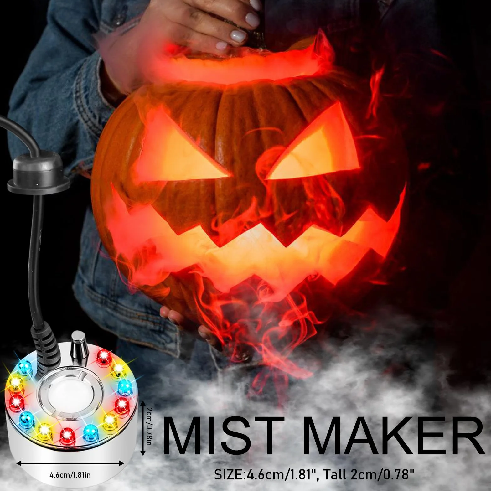 Fogger Mist Maker opryskiwacz na Halloween, czajnik czarownicy, ultradźwiękowy nebulizator, maszyna do mgły, mini fontanna przeciwmgielna, dekoracja na Halloween, do użytku na zewnątrz