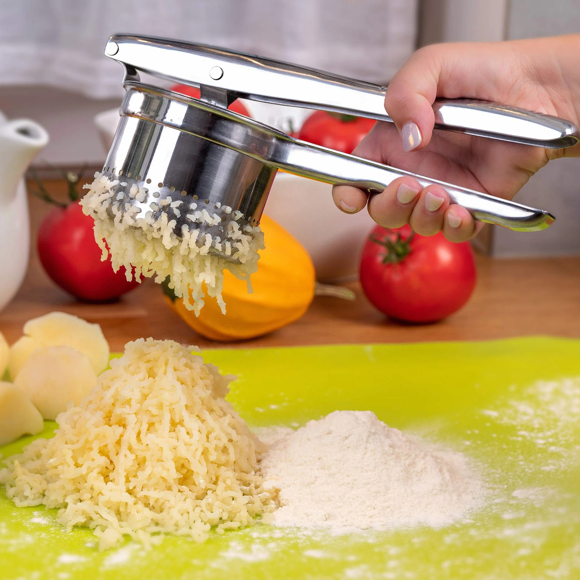 KADAX Praska do ziemniaków 24,5 cm ze stali nierdzewnej, zmywarkoodporna, do purée