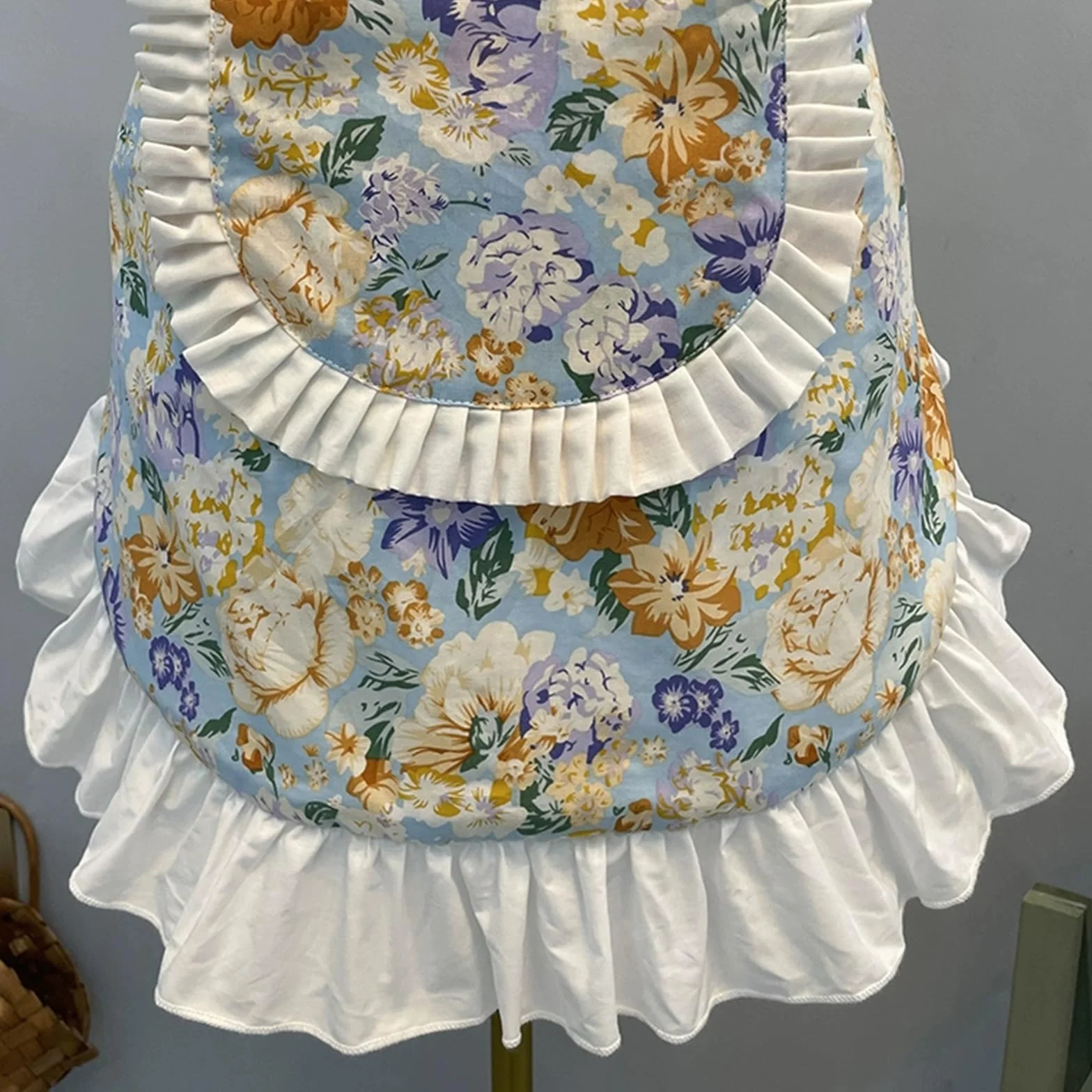 Fartuchy Kwiatowe Dla Kobiet, Bawełniany Fartuchy Kuchenny Z Kieszeniami, Fartuchów Do Czyszczenia Dla KobieBlue,One Size
