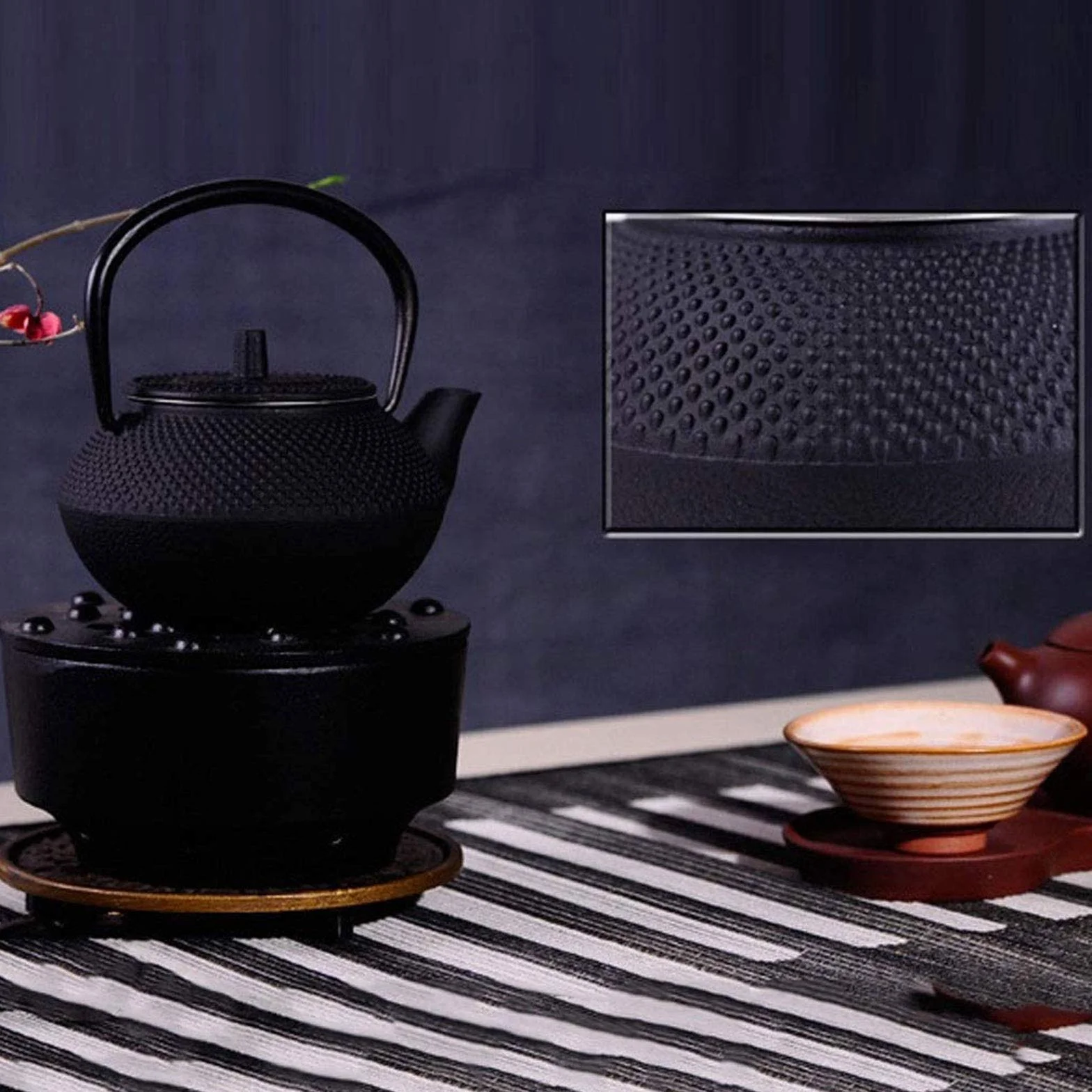 Najlepszy Japoński żelazny Czajniczek Z Infuser Do Luźnej Herbaty Liściowej I Teabagów, Tettubin Tea Czajnik Płyta Safe 0.3l(Color:Czarny)