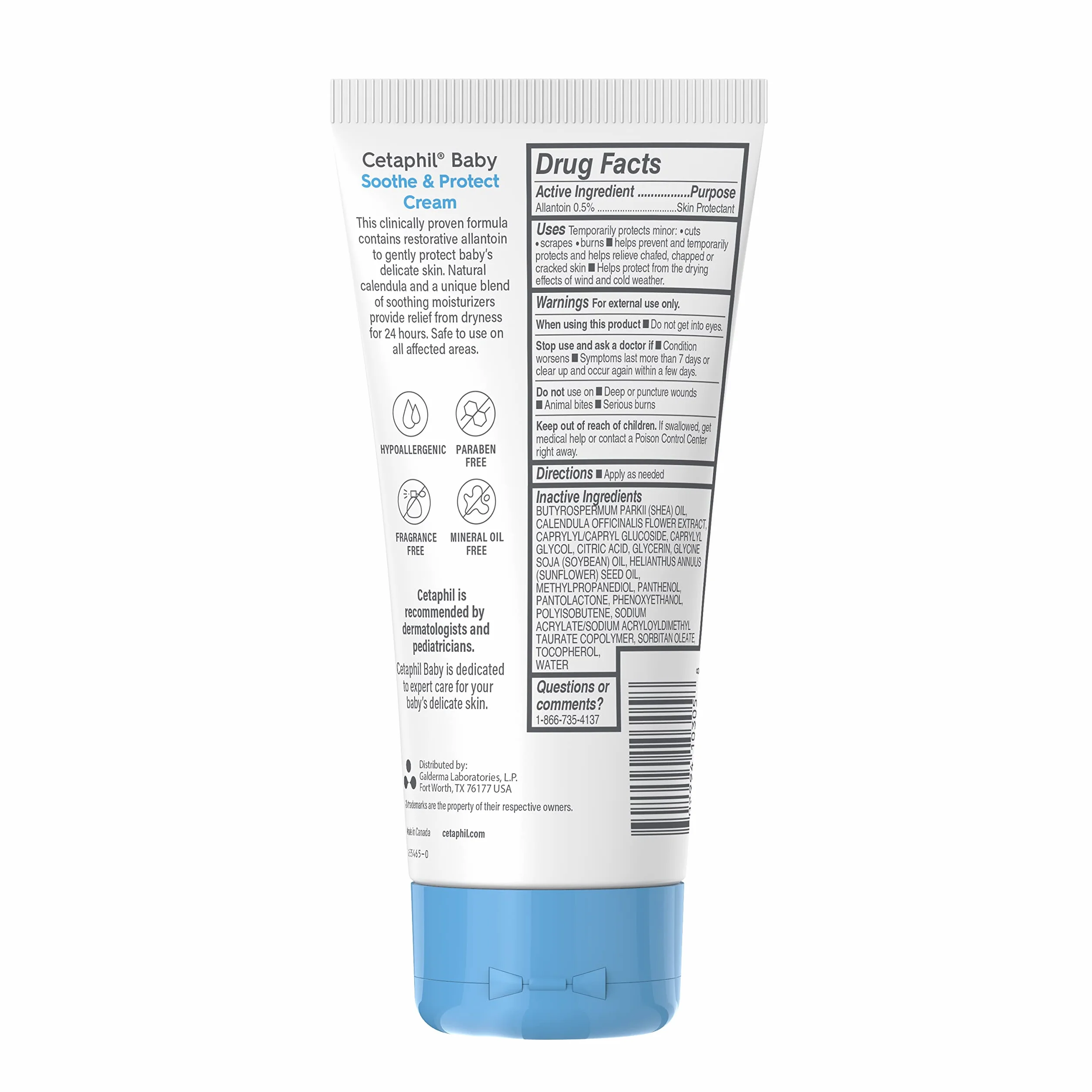Cetaphil Baby Soothe & Protect Cream z alantoinową ochroną skóry, 6 uncji, zapobiega suchości, popękanej lub popękanej skórze, krem dla dzieci nawilża przez 24 godziny, nie tłusty (opakowanie
