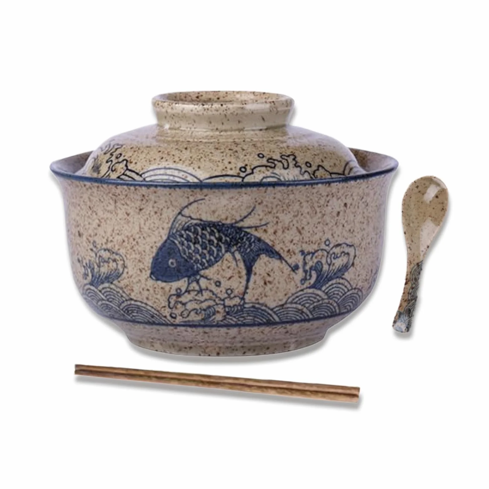 Ceramic Soup Bowl Set 800 ml miska Ramen Bowl (pałeczki do jedzenia), duże japońskie miseczki na noodle, tradycyjny azjatycki zestaw stołowych, do udonu, makaronu, pho, soba, płatków śniadaniowych i