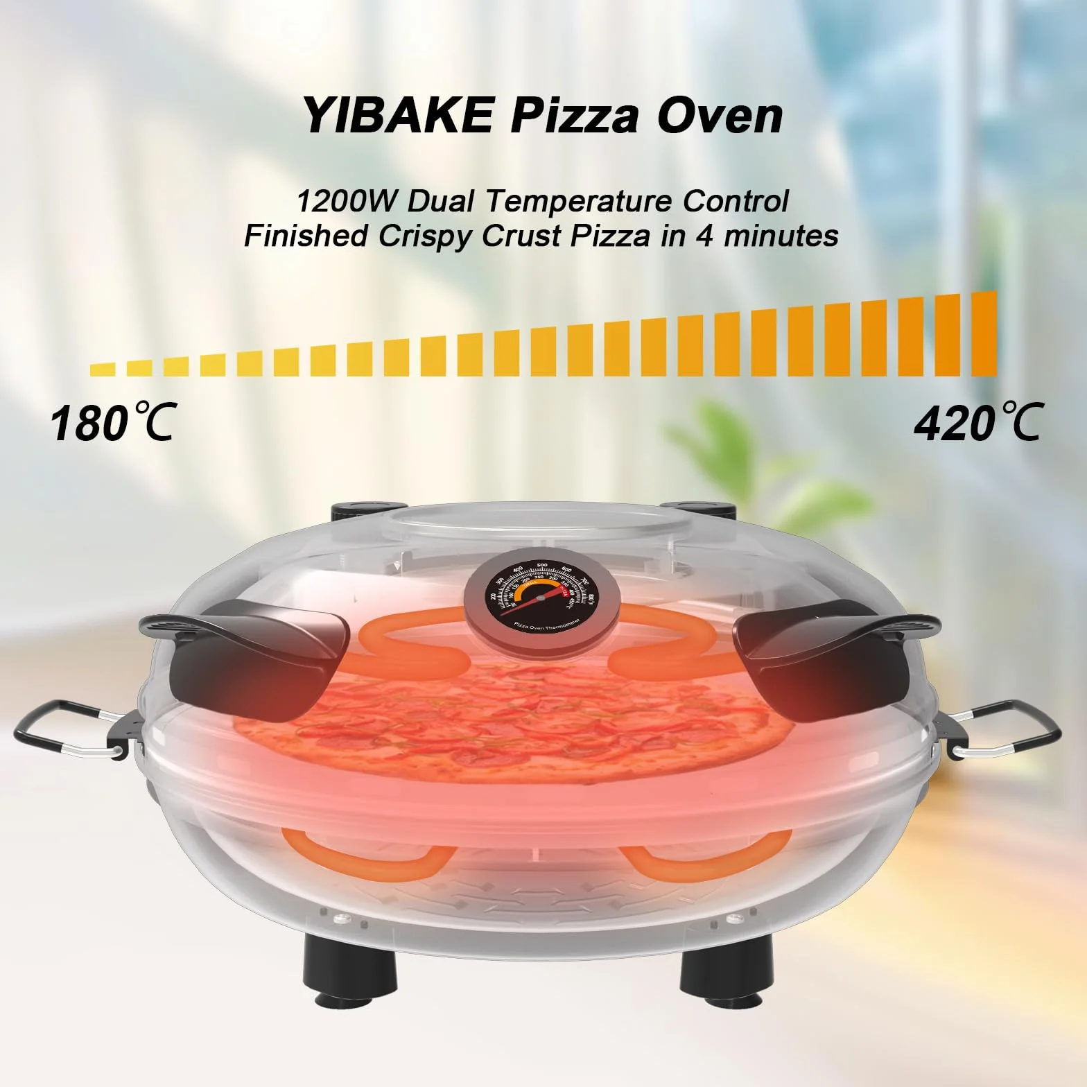 Elektryczny piec do pizzy 1200 W podwójna regulacja temperatury czerwony