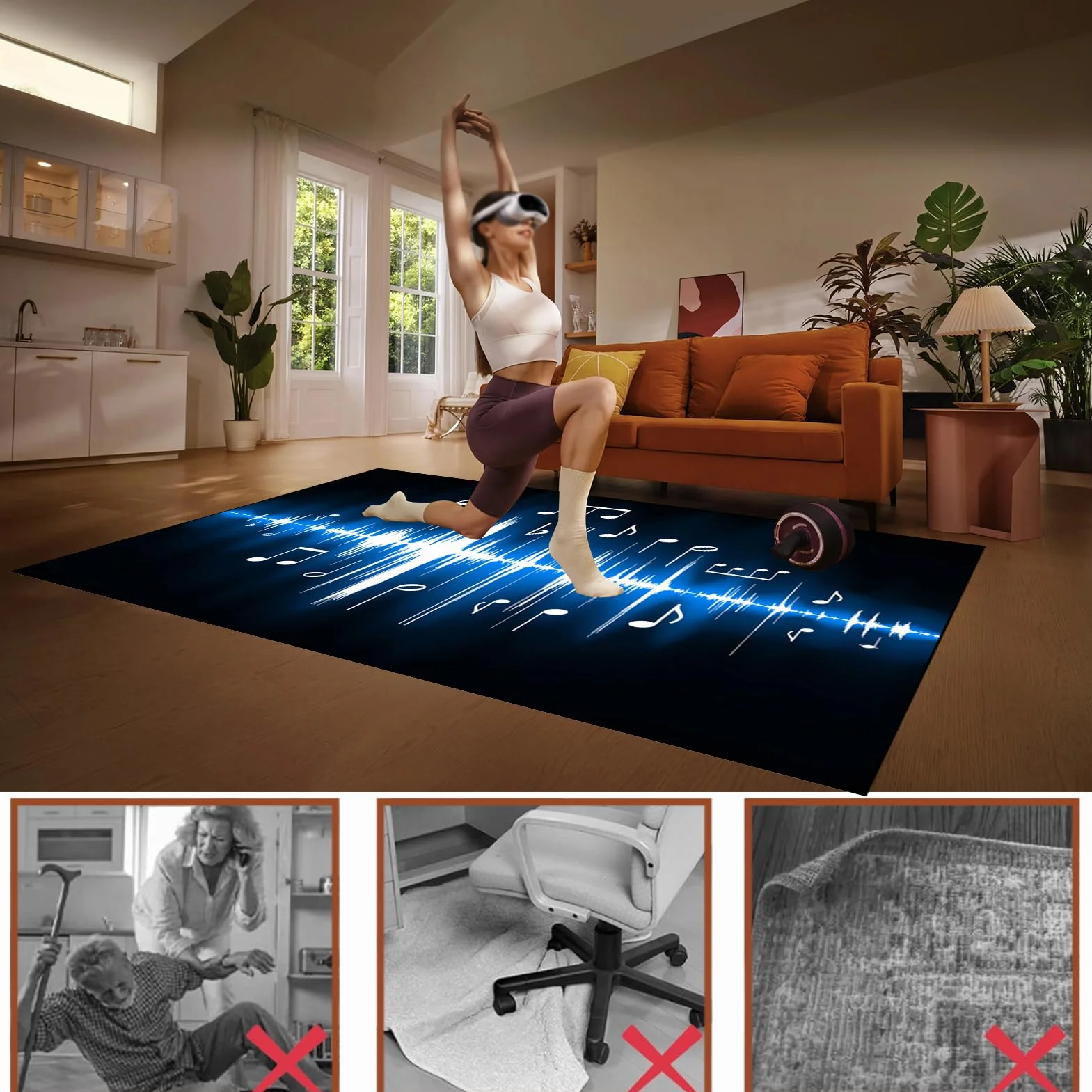 Dywan Krzesło Gamingowe, Ochraniacz Podłogi Wózki Inwalidzkie Biuro, Mata Ochronna Na Podłogi, Antypoślizgowa Mata Do Komputera Gry Na Podłogę 160 x 230 cm
