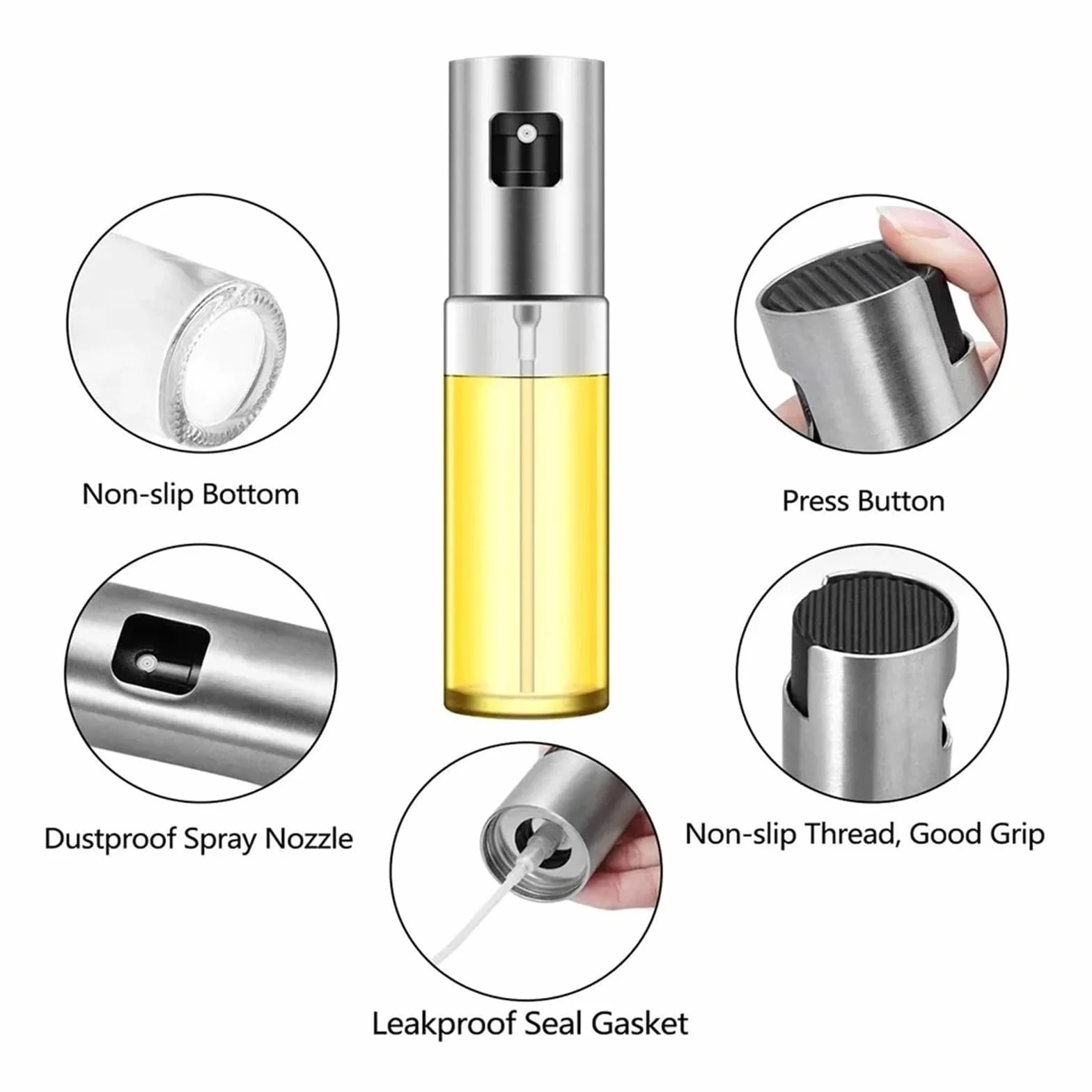 Dozownik oleju, Szklany Rozpylacz Oleju Do Gotowania Spray Mister Sałatek BBQ Pieczenie W Kuchni Pusta Butelka Octu do frytkownicy(Rose Gold-6PCS)