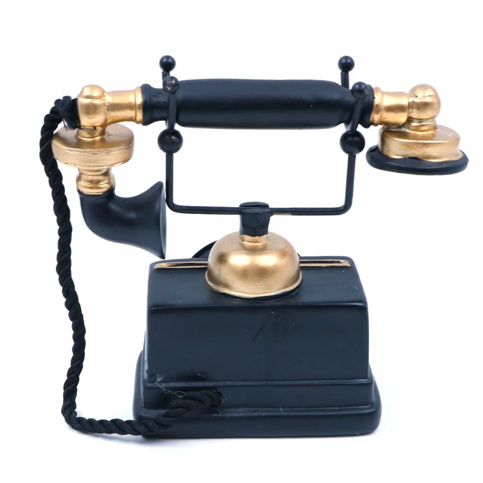 Retro kreatywny antyczny telefon dekoracyjny z żywicy numeracja do dekoracji kawiarni, baru, okna, akcesoria do wystroju domu (czarny)