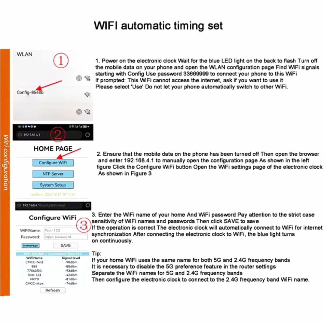 Sieć bezprzewodowa WiFi zegar 2,3 12/24 godziny elektroniczny LED cyfrowy wyświetlacz czasu alarm daty WiFi rozrząd