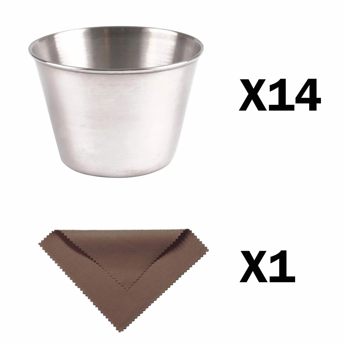Artcome 14 sztuk kubków do sosu ze stali nierdzewnej, idealne do zanurzania i porcji, 70 ml