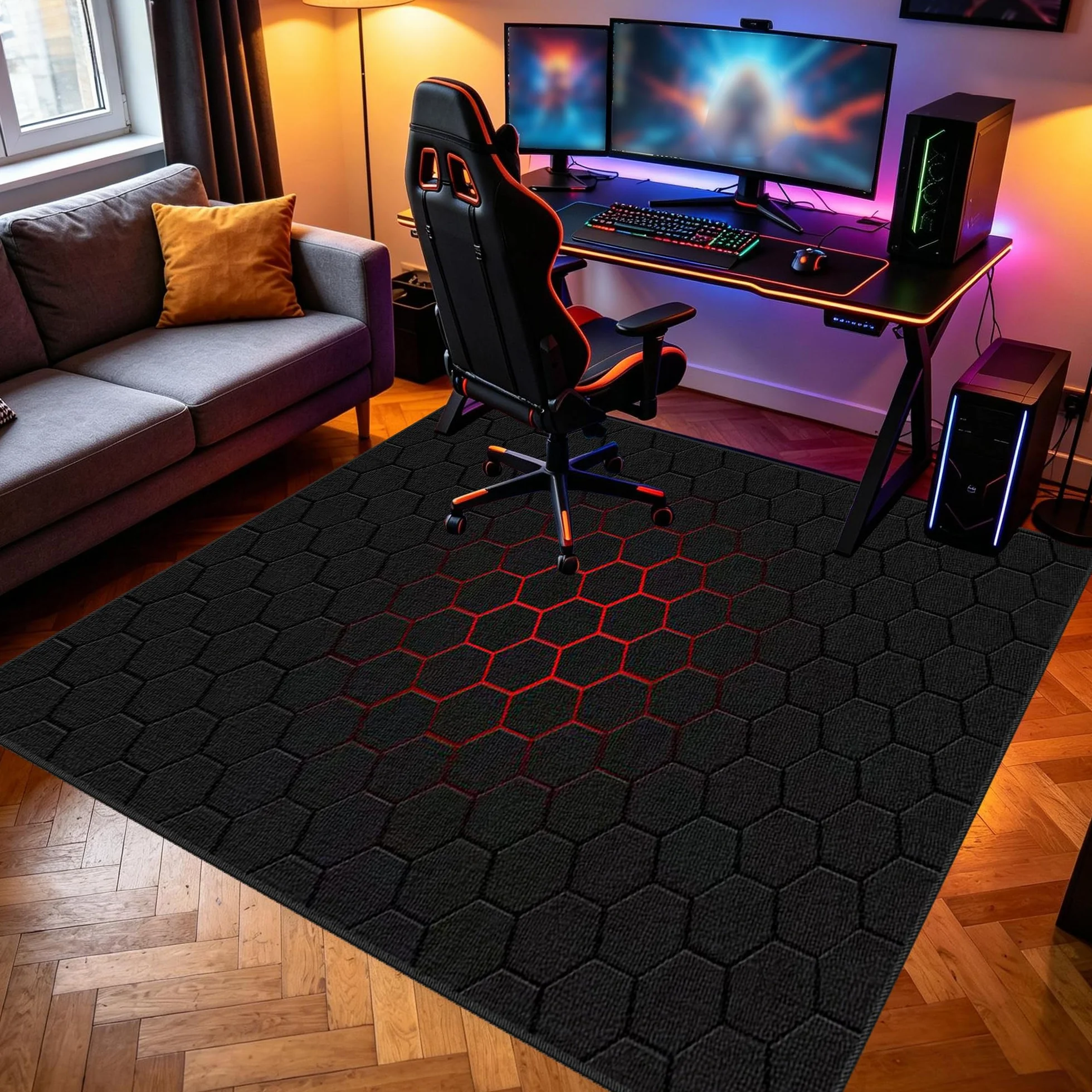 Dywanik dla graczy, antypoślizgowa mata podłogowa, 200 x 300 cm, mata ochronna, do pokoju gamingowego, podkładka pod krzesło komputerowe, podkładka pod krzesło gamingowe