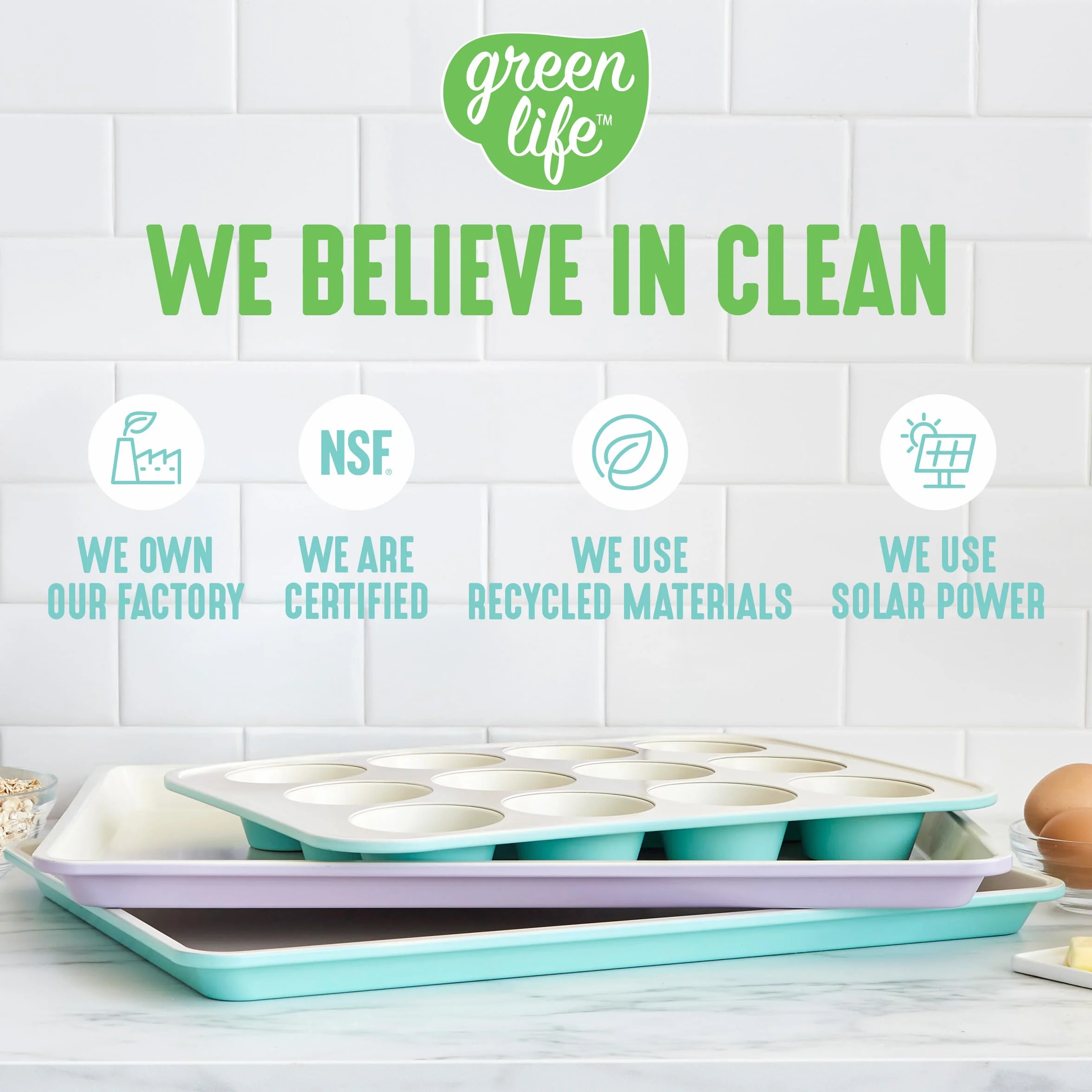 GreenLife Nieprzywierające Ceramiczna Muffin Taca, 12 szklanki, turkusowy