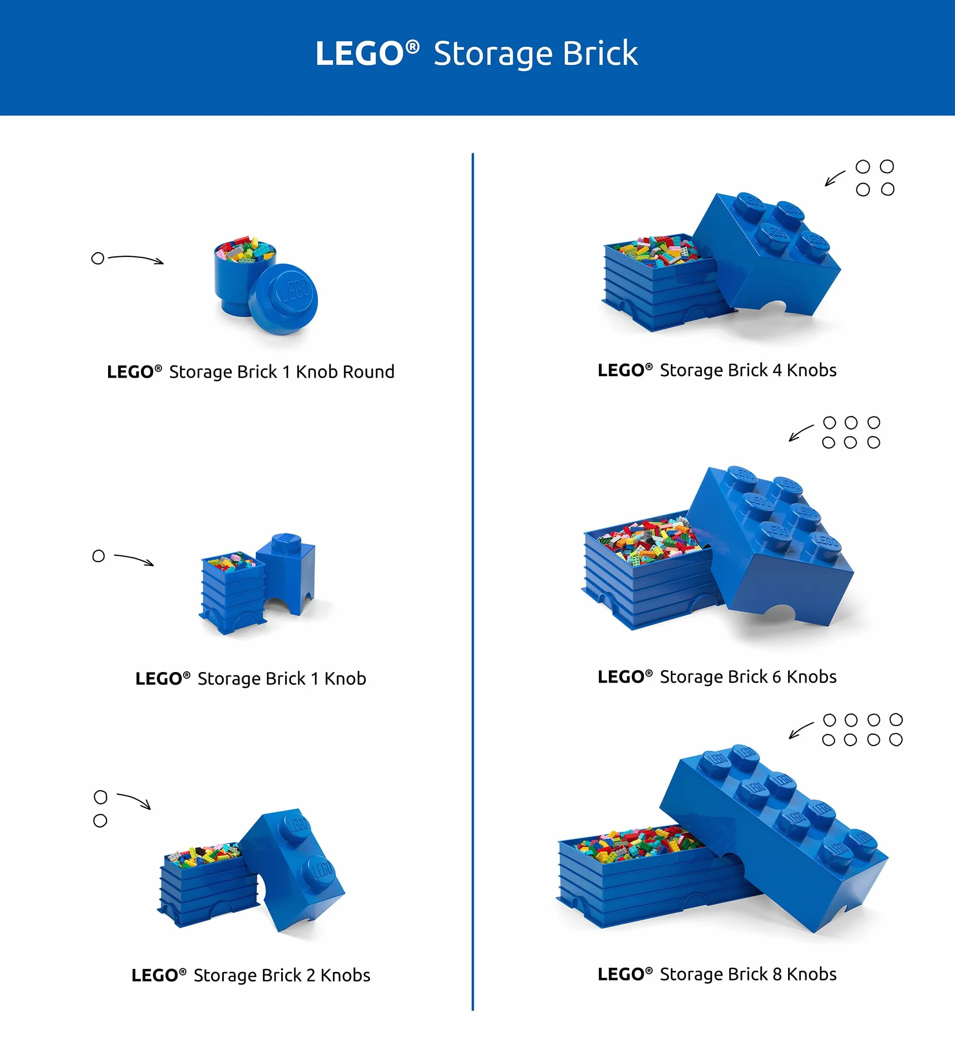 LEGO Storage Brick 6 gałek żółte pudełko do przechowywania 8,47 l plastikowe z pokrywką