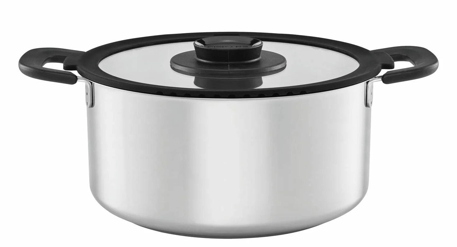 Fiskars Garnek z pokrywką, Pojemność: 5,0 l, Functional Form, Odpowiedni do wszystkich rodzajów płyt kuchennych, Stal nierdzewna/tworzywo sztuczne, 1026578