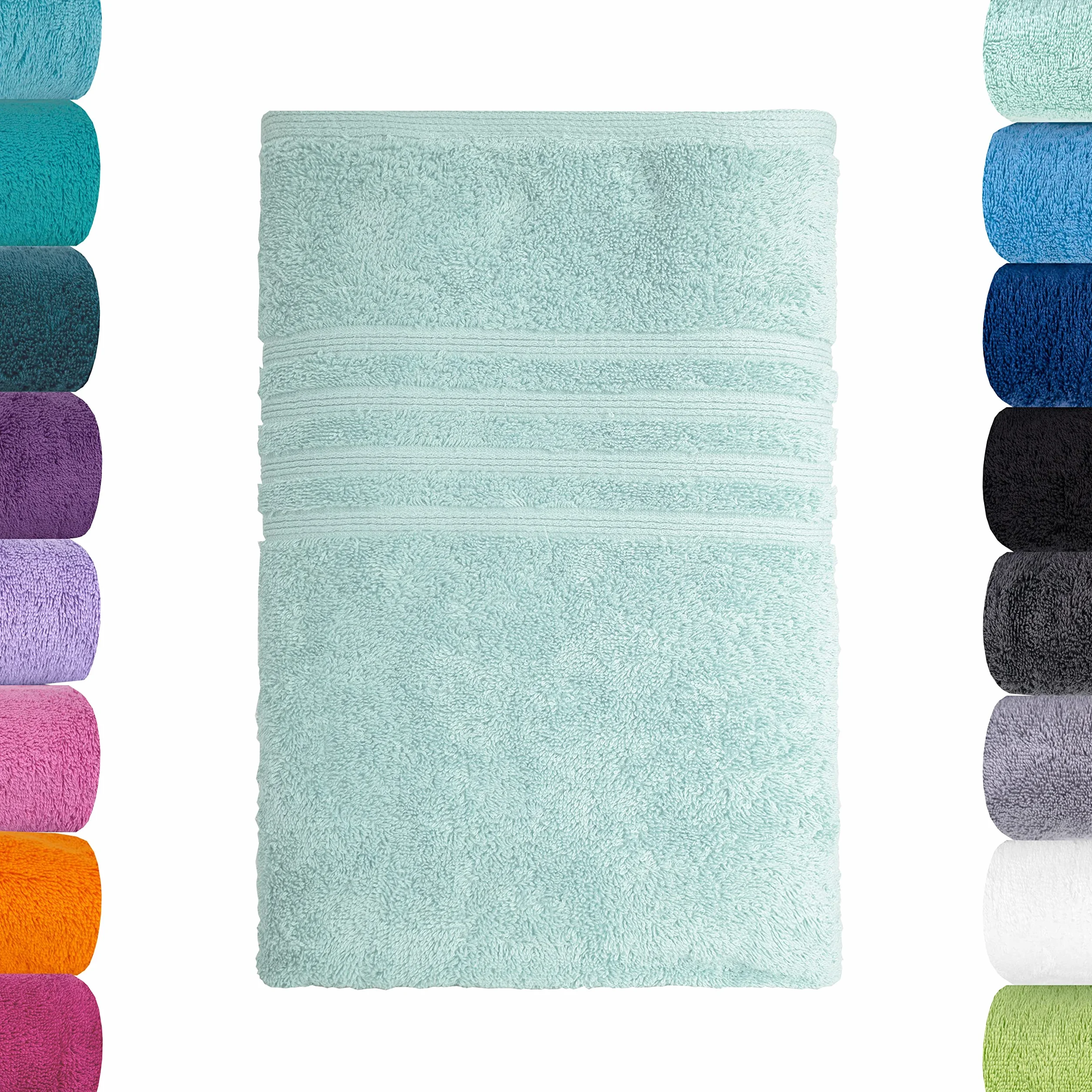 Lavea® 1 Ręcznik kąpielowy 100x150 cm z frotte ze 100% bawełny organicznej, miękki i chłonny, do domu, hotelu i spa – idealny również jako ręcznik do sauny – Lodowy zielony