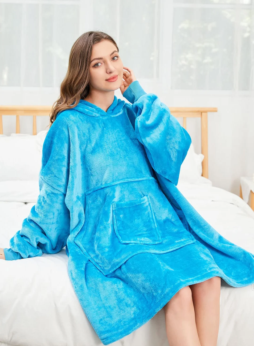 REDESS Blanket Hoodie Sweatshirt, Wearable Blanket Oversized Sherpa with sleeves and giant pocket, cozy hoodie for adults kids