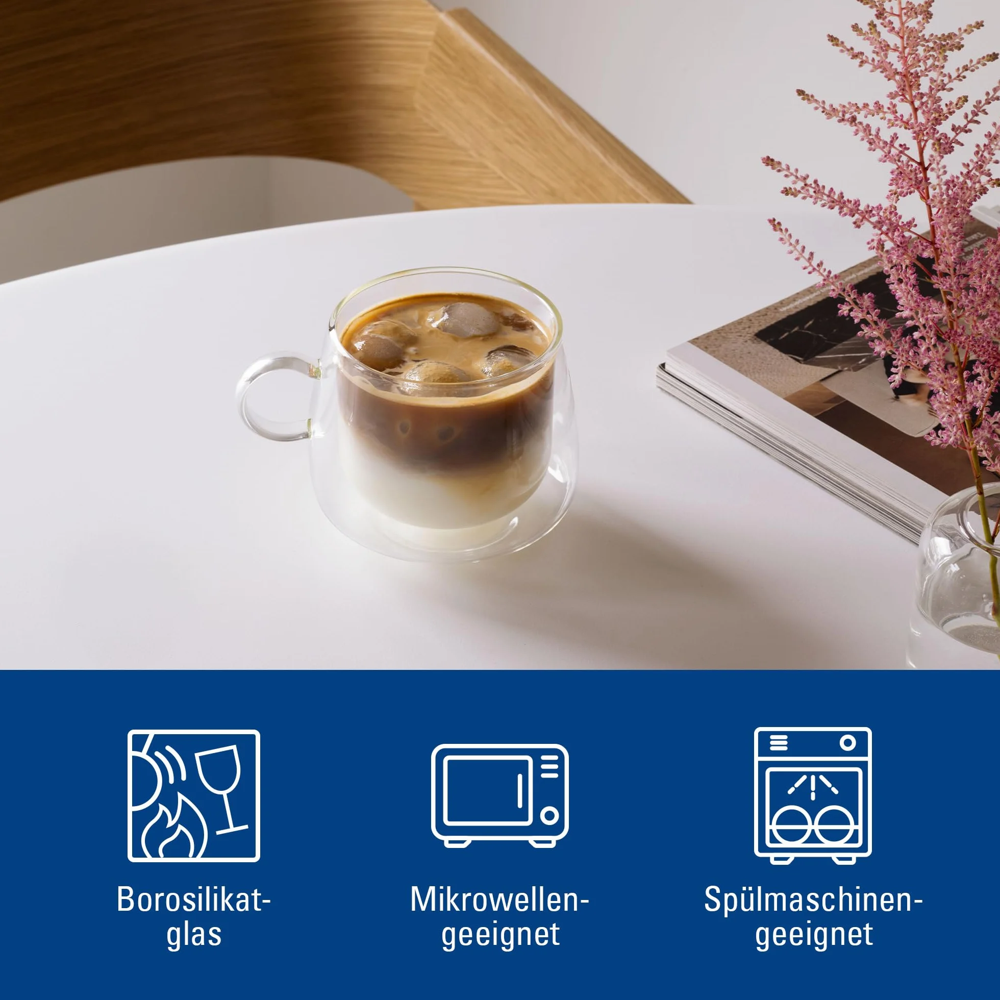 Villeroy & Boch – Artesano Hot&Cold Beverages szklanka do cappuccino, zestaw 2 szklanek, podwójne ścianki do napojów, 250 ml, szkło borokrzemowe, zmywarka, mikrofala